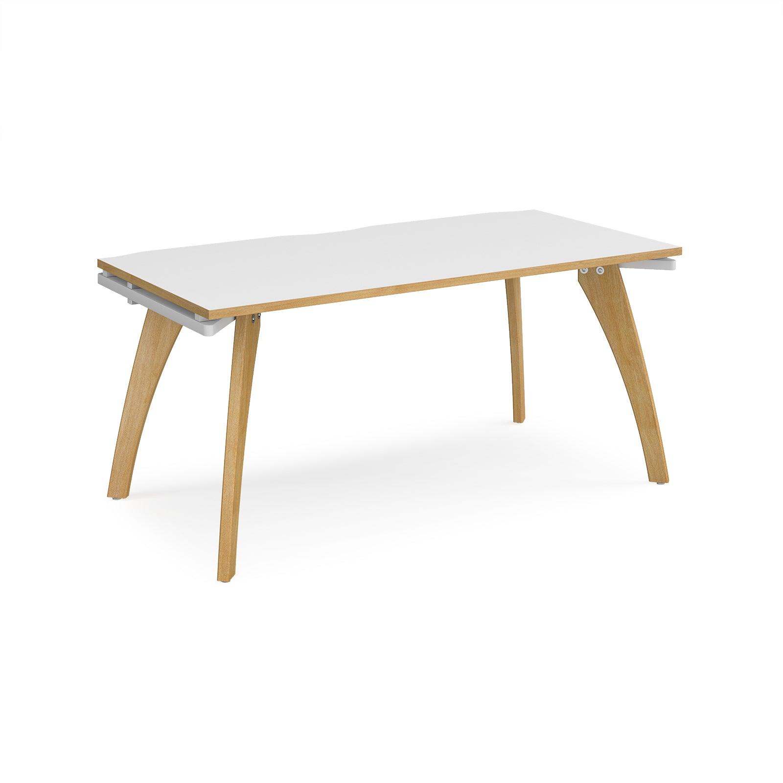 a white table with wooden legs on a white background