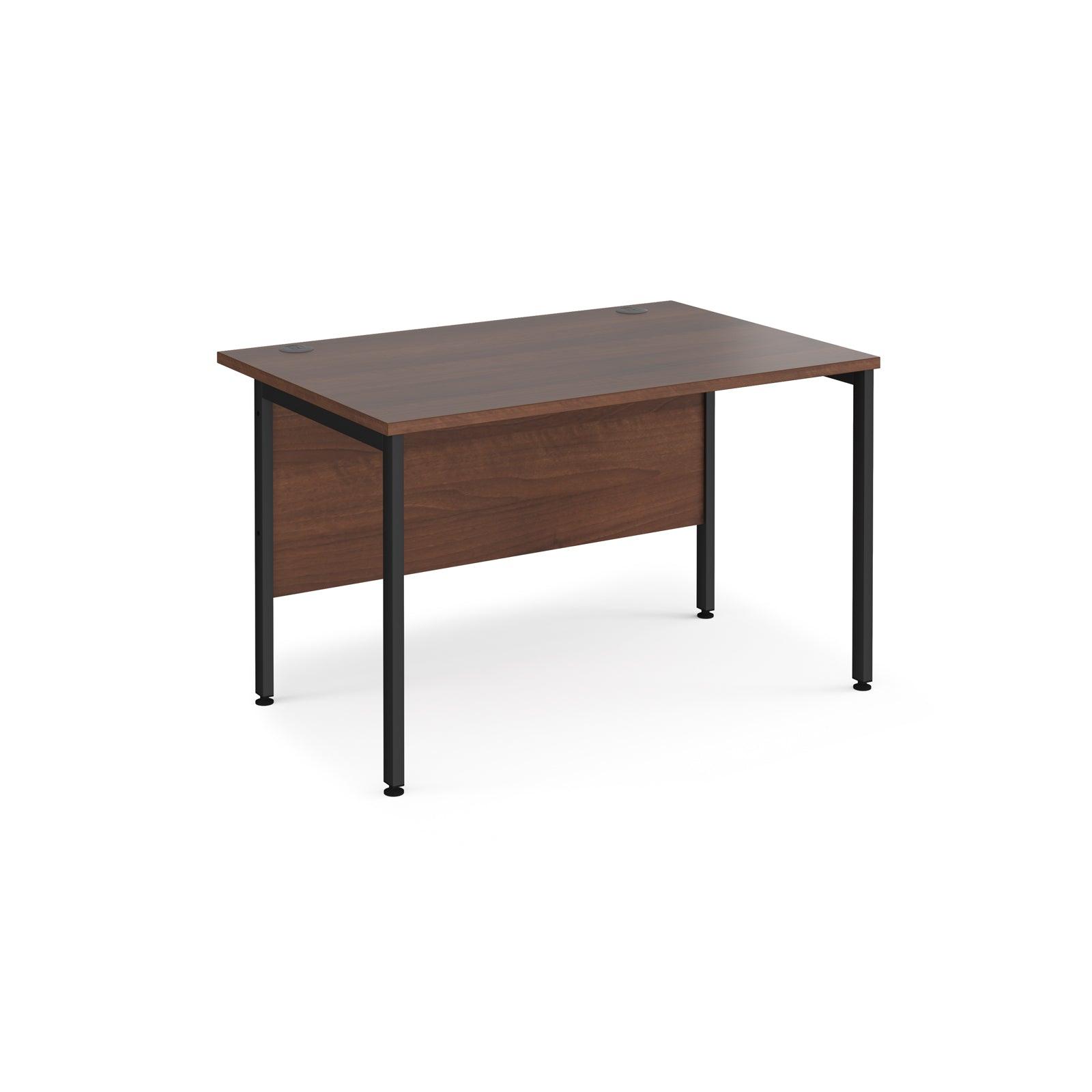 a desk with a wooden top and metal legs