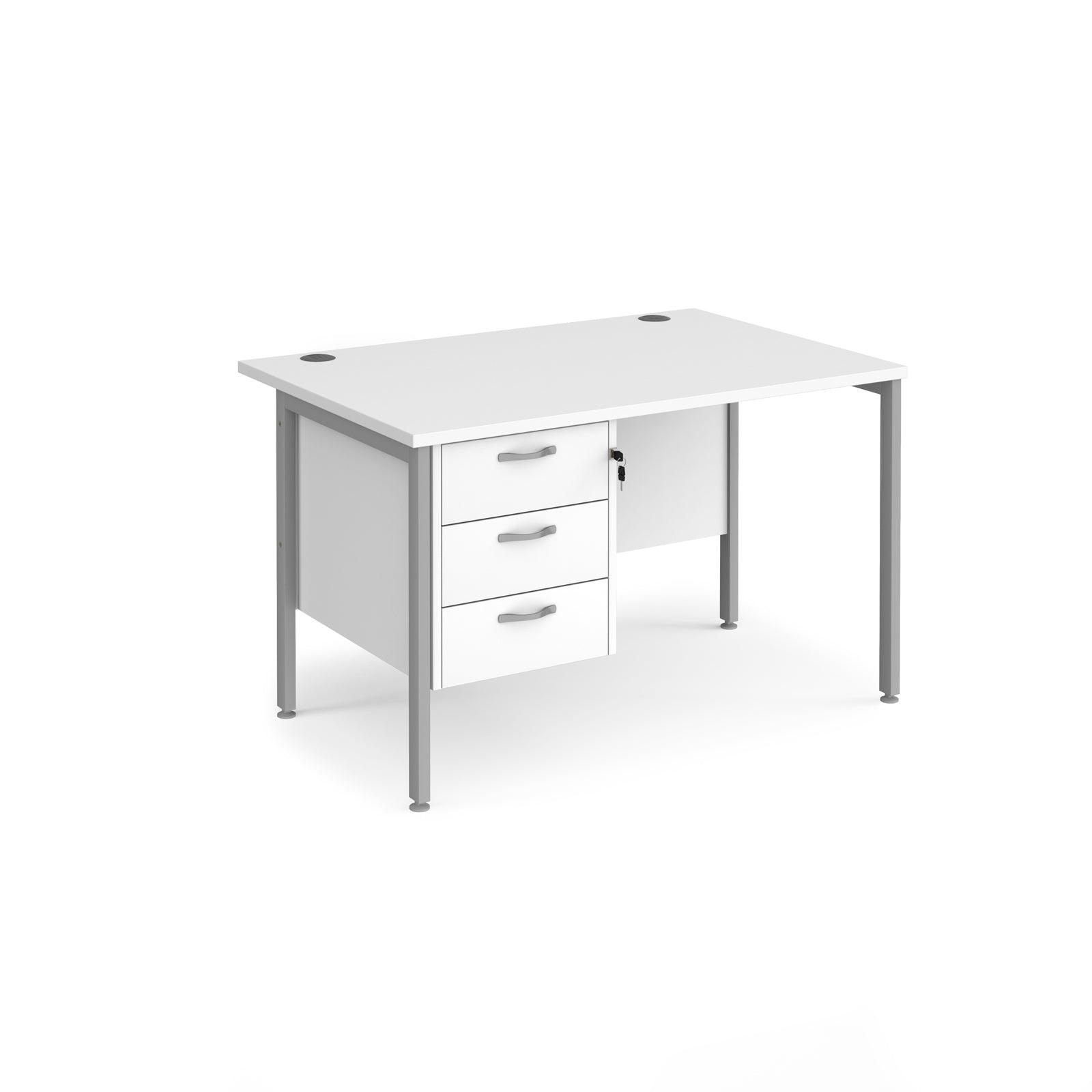 a white desk with two drawers on top of it