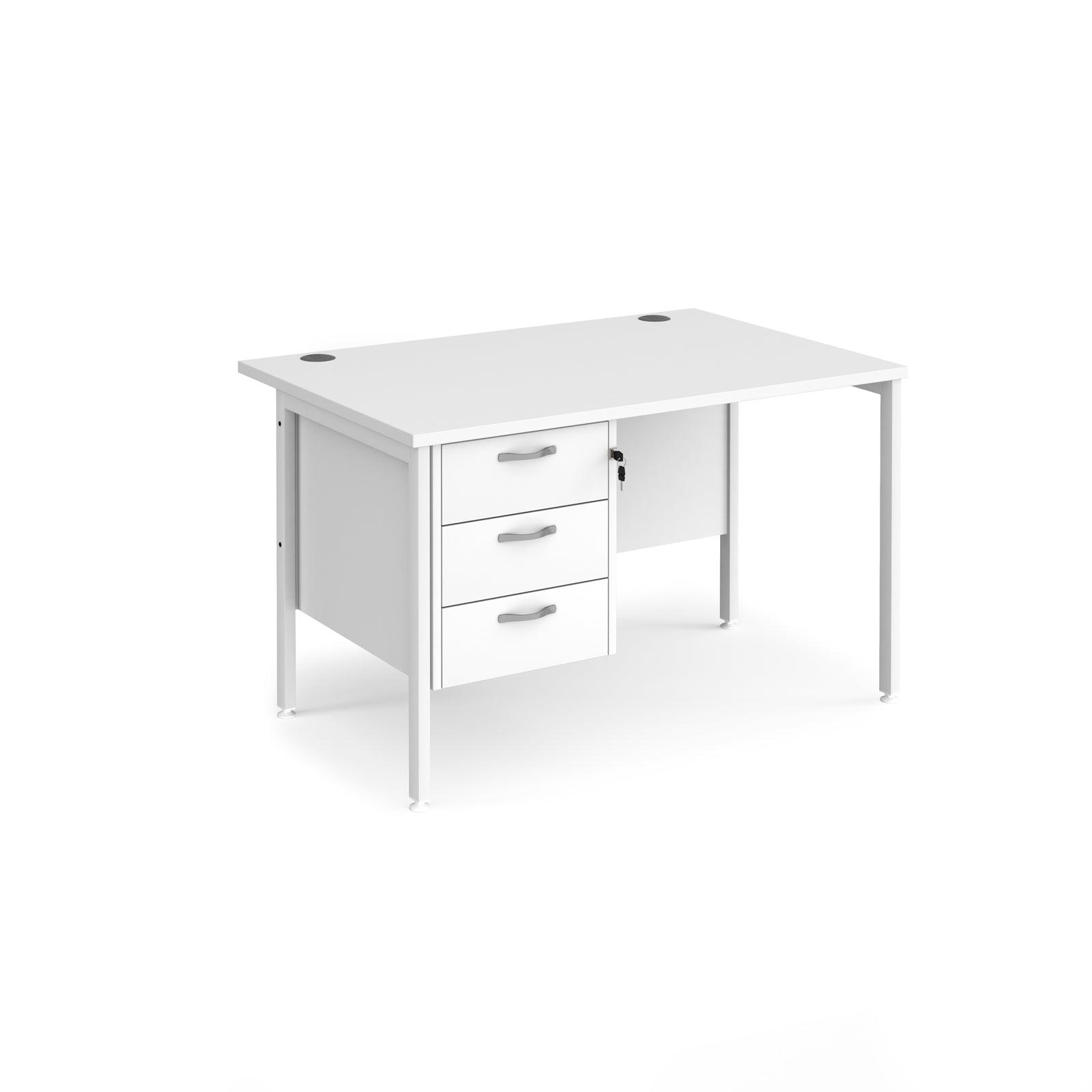 a white desk with two drawers on top of it