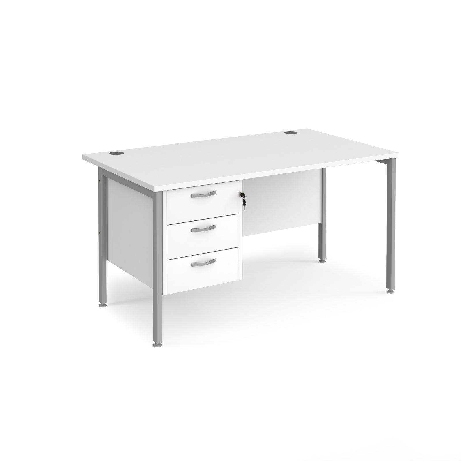 a white desk with two drawers on top of it