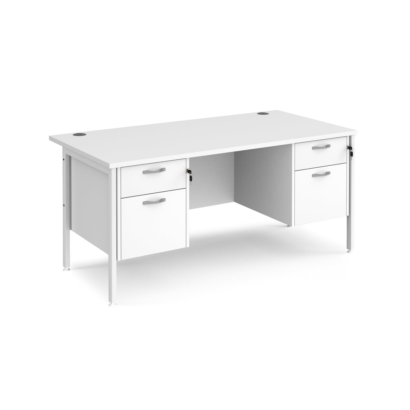 a white desk with two drawers on top of it