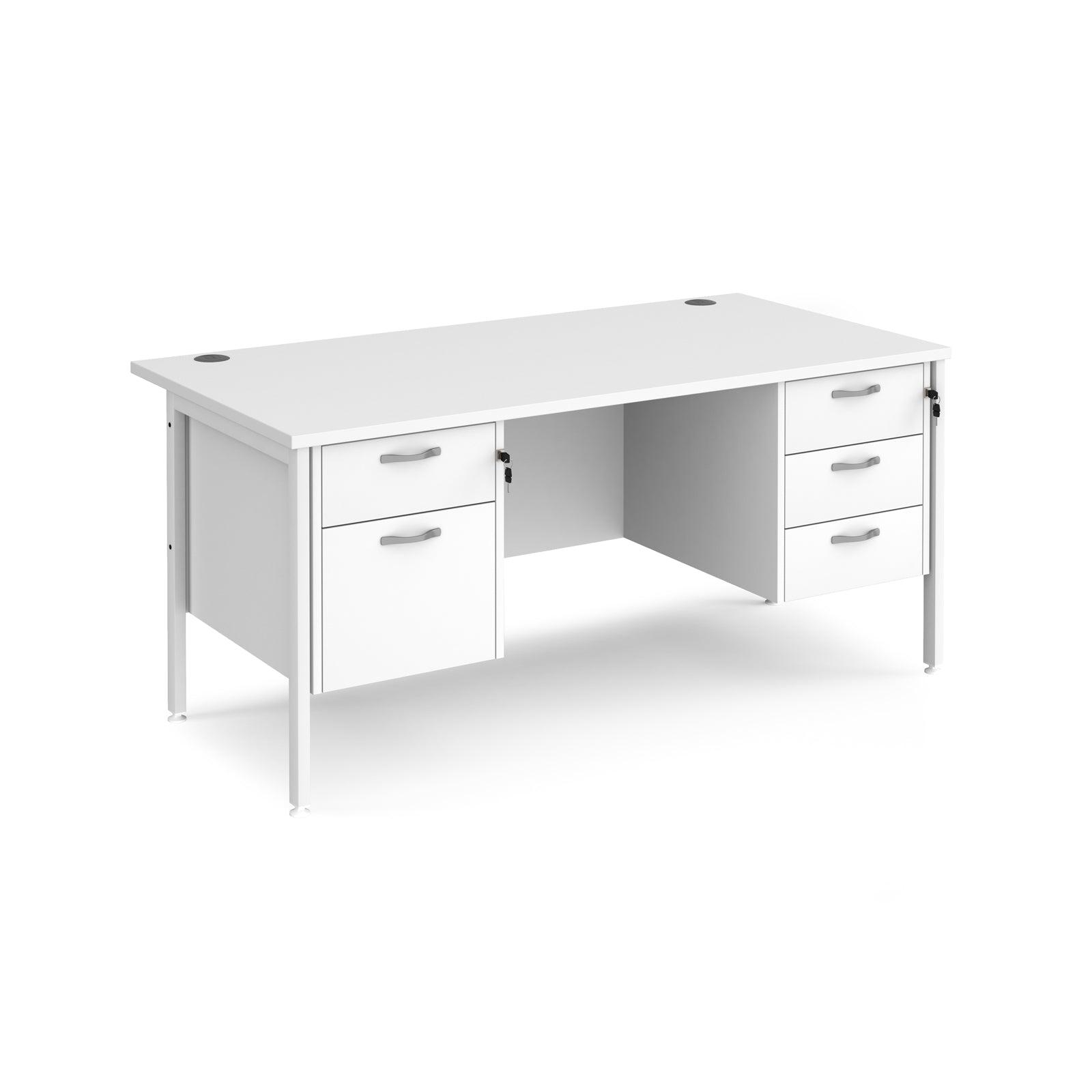 a white desk with two drawers on top of it