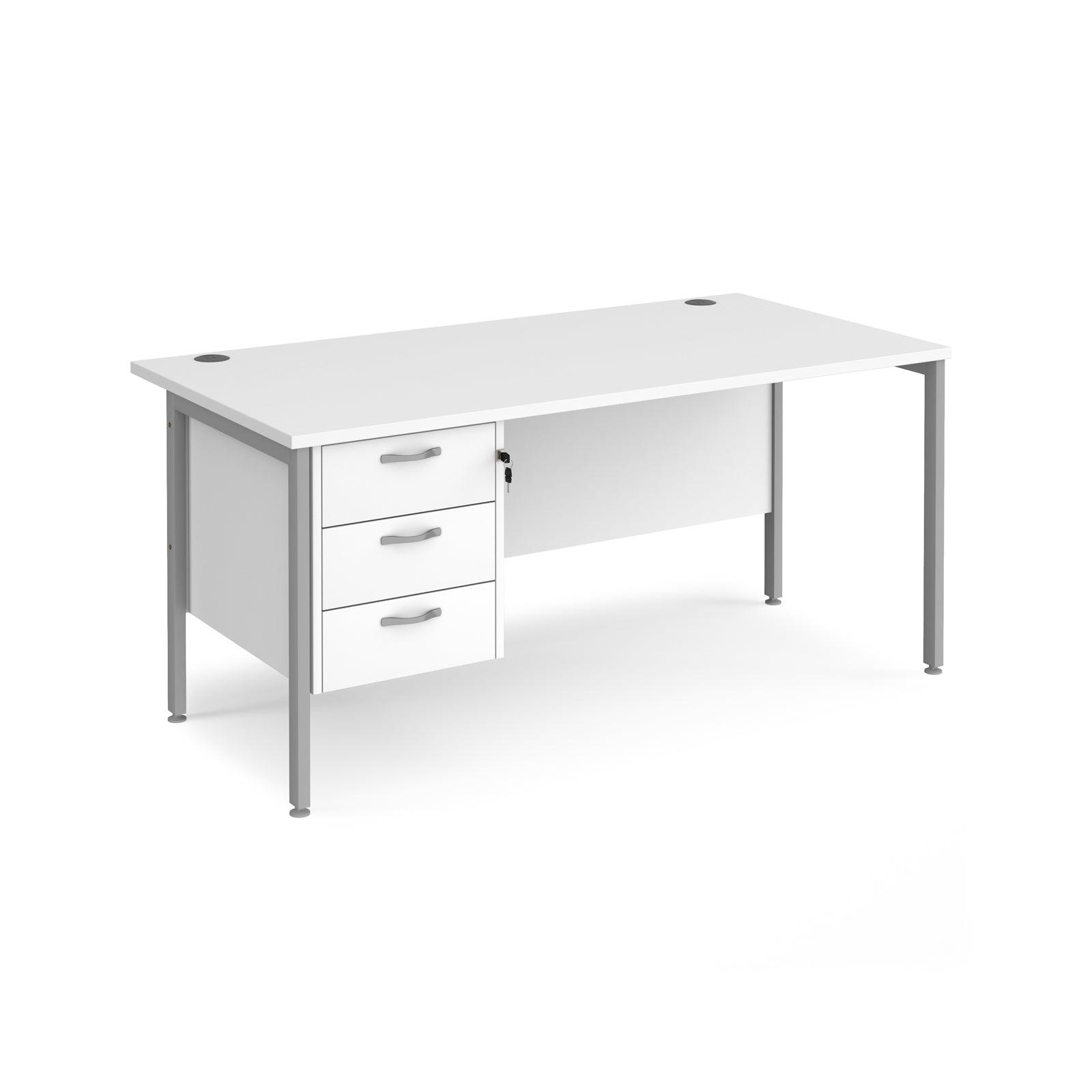 a white desk with two drawers on top of it