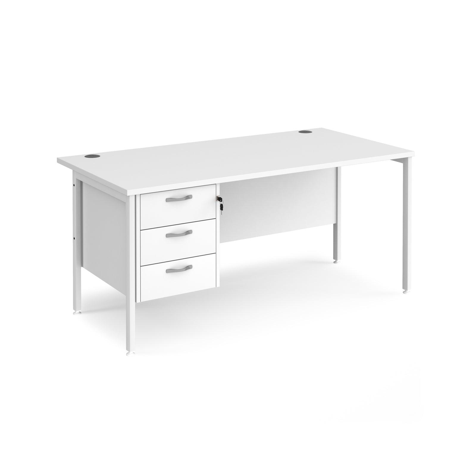 a white desk with two drawers on top of it