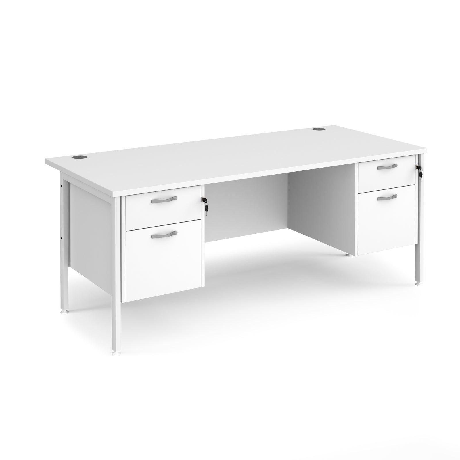 a white desk with two drawers on it