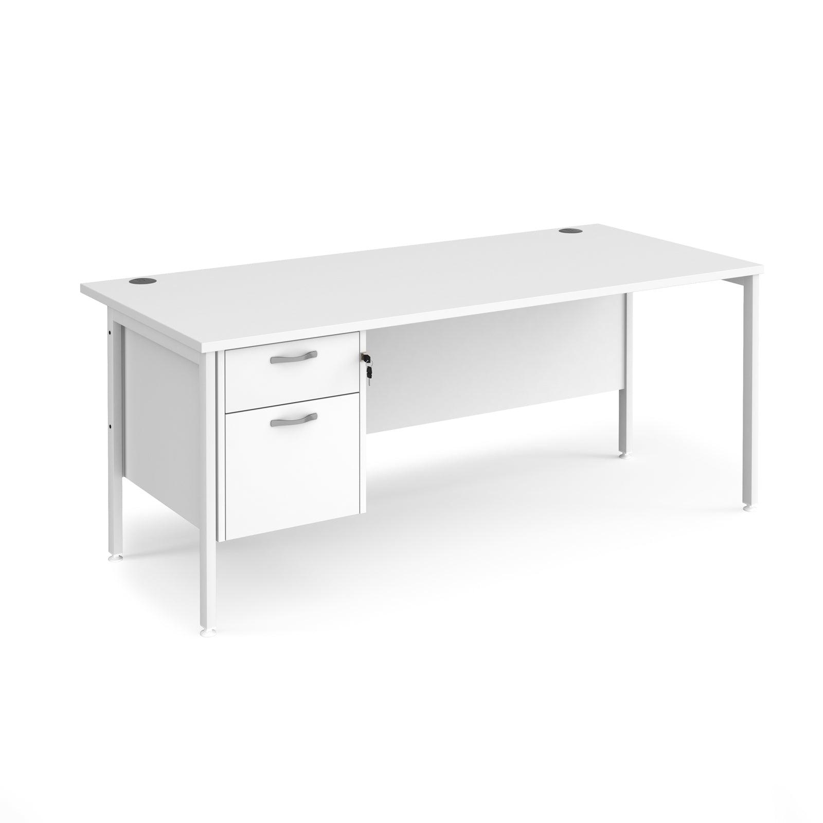 a white desk with two drawers on top of it