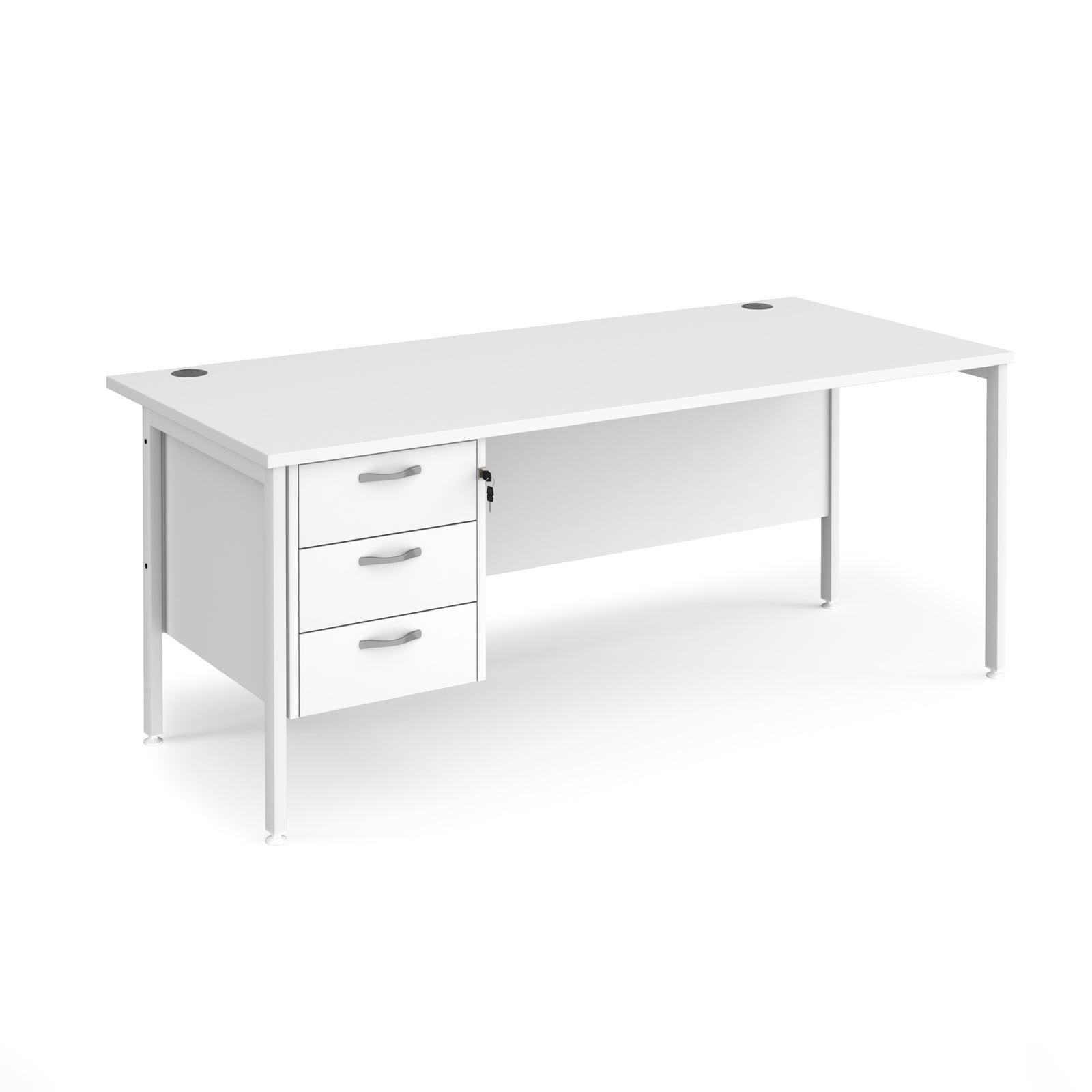 a white desk with two drawers on top of it