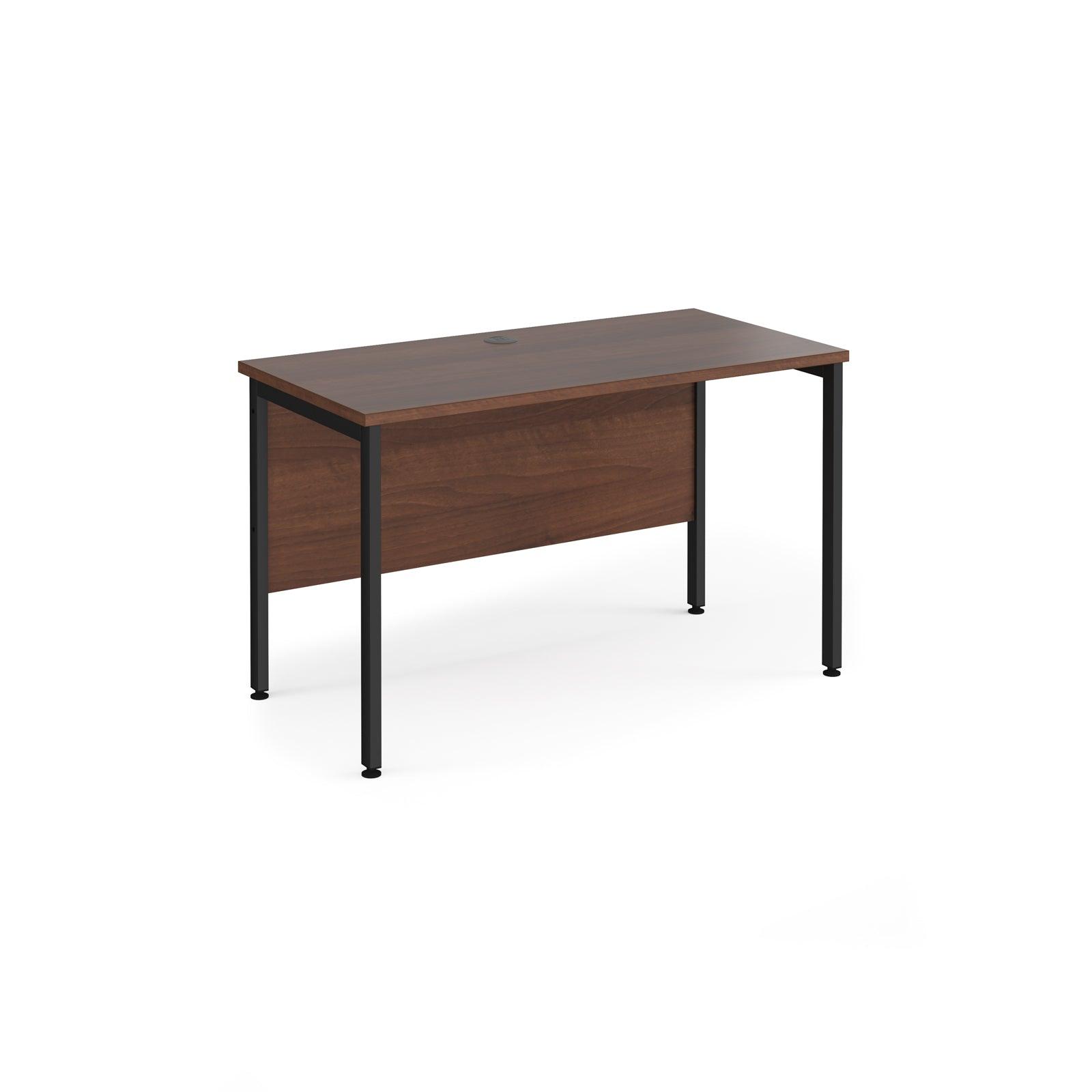 a desk with a wooden top and metal legs