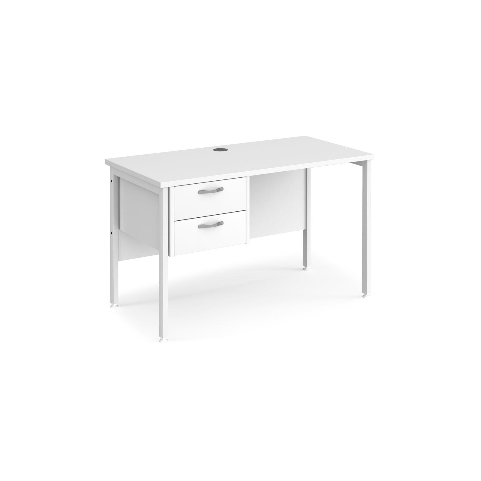 a white desk with two drawers on top of it