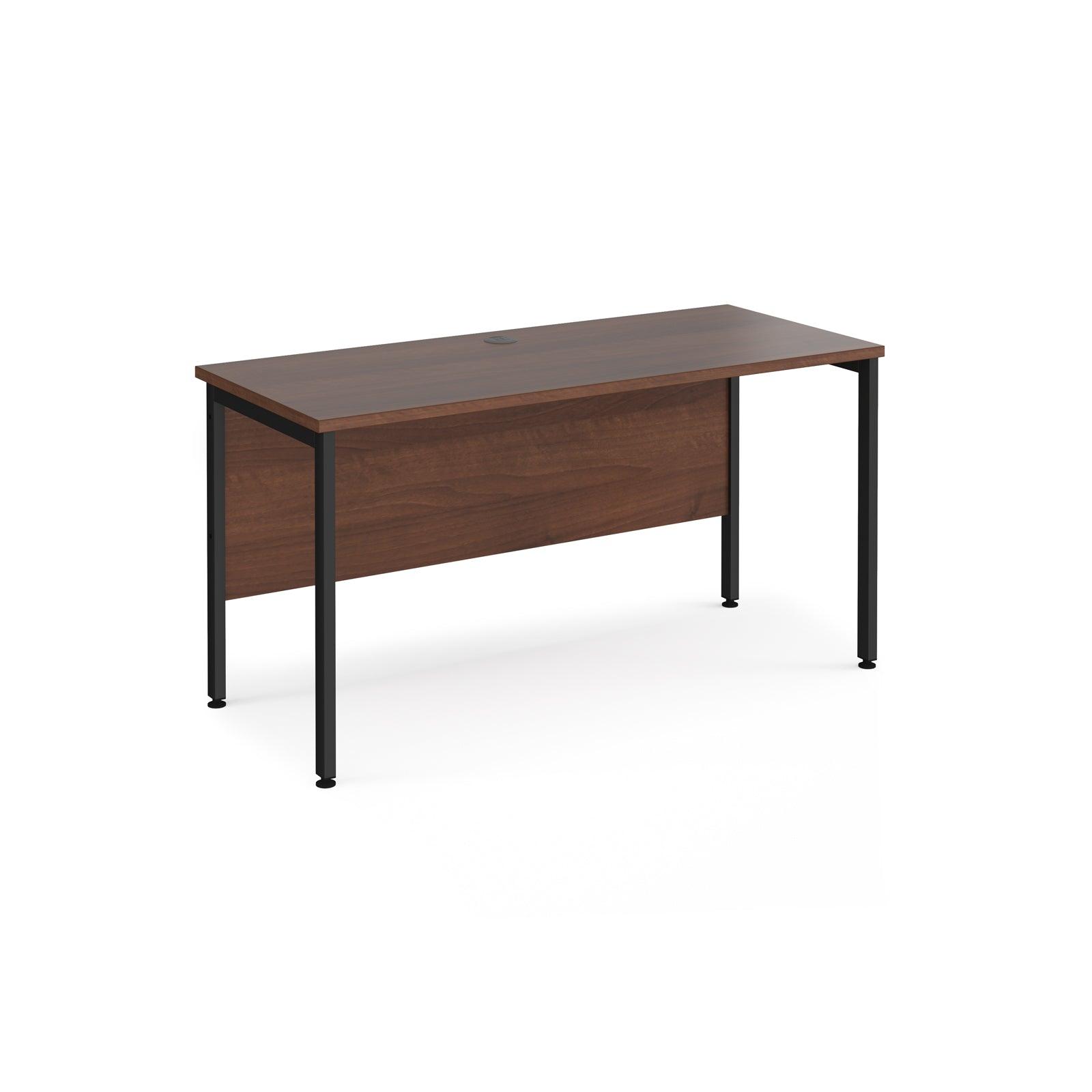 a desk with a wooden top and metal legs