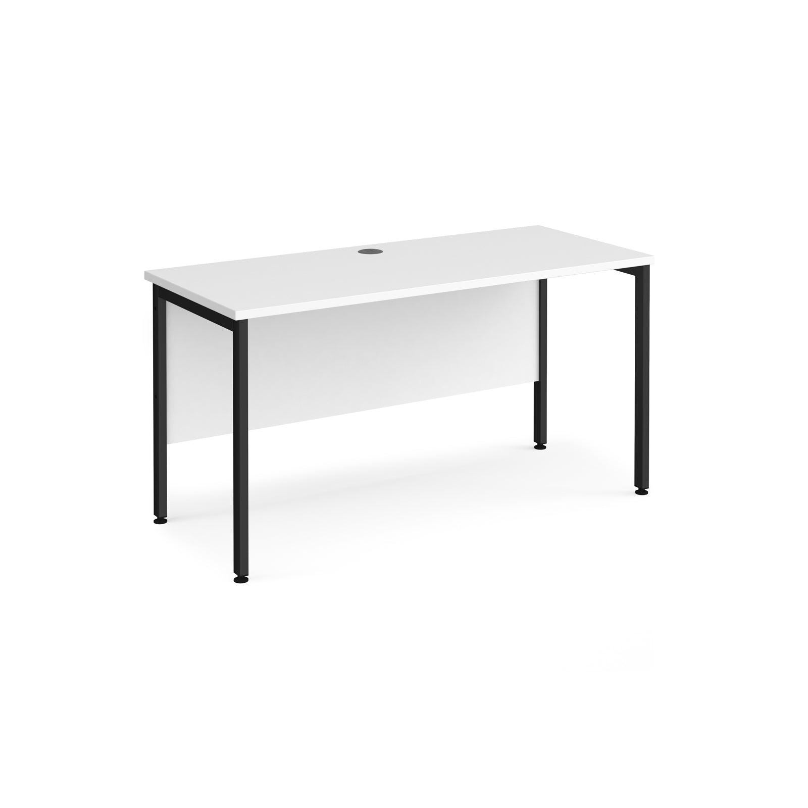 a white desk with black legs on a white background