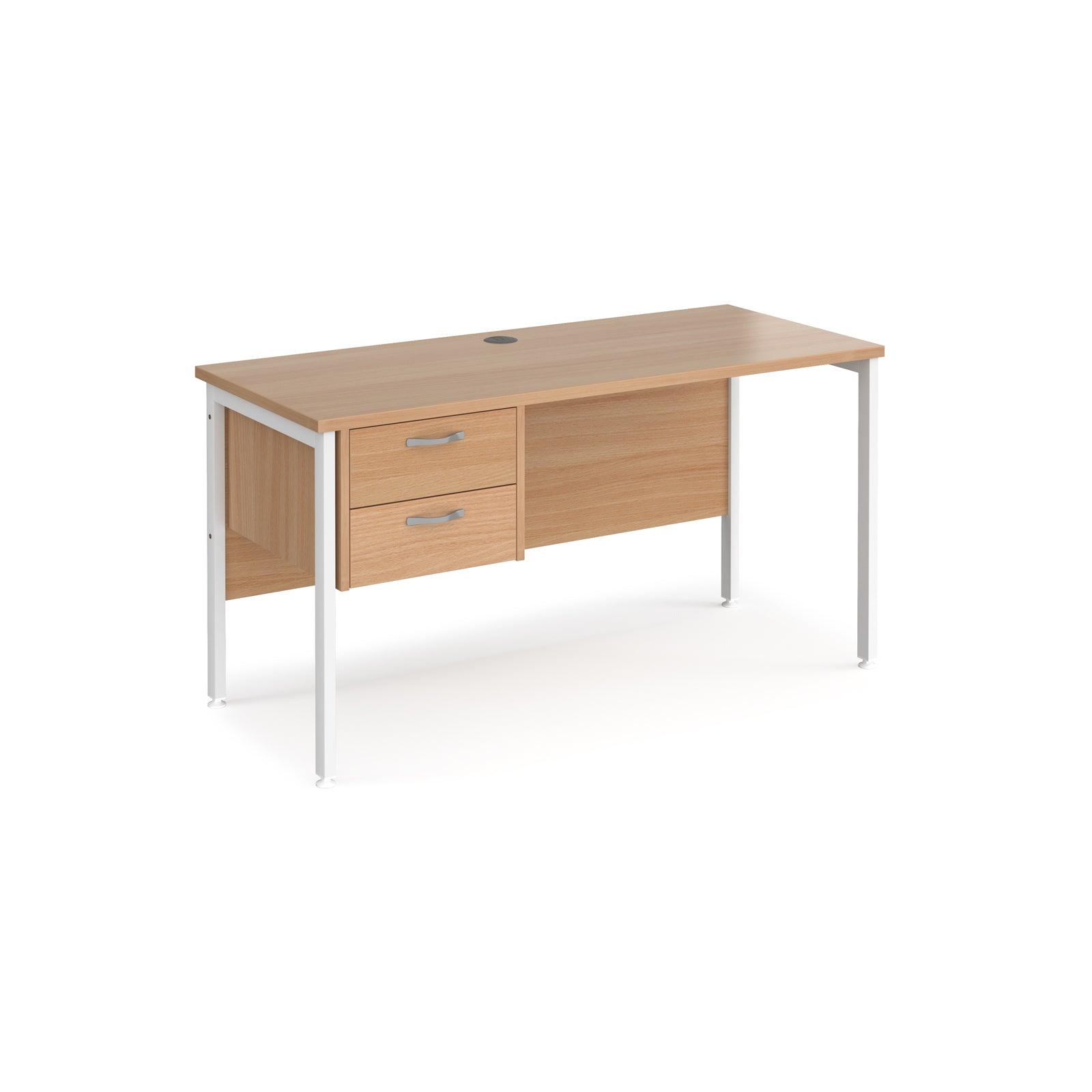 a desk with two drawers and a white frame