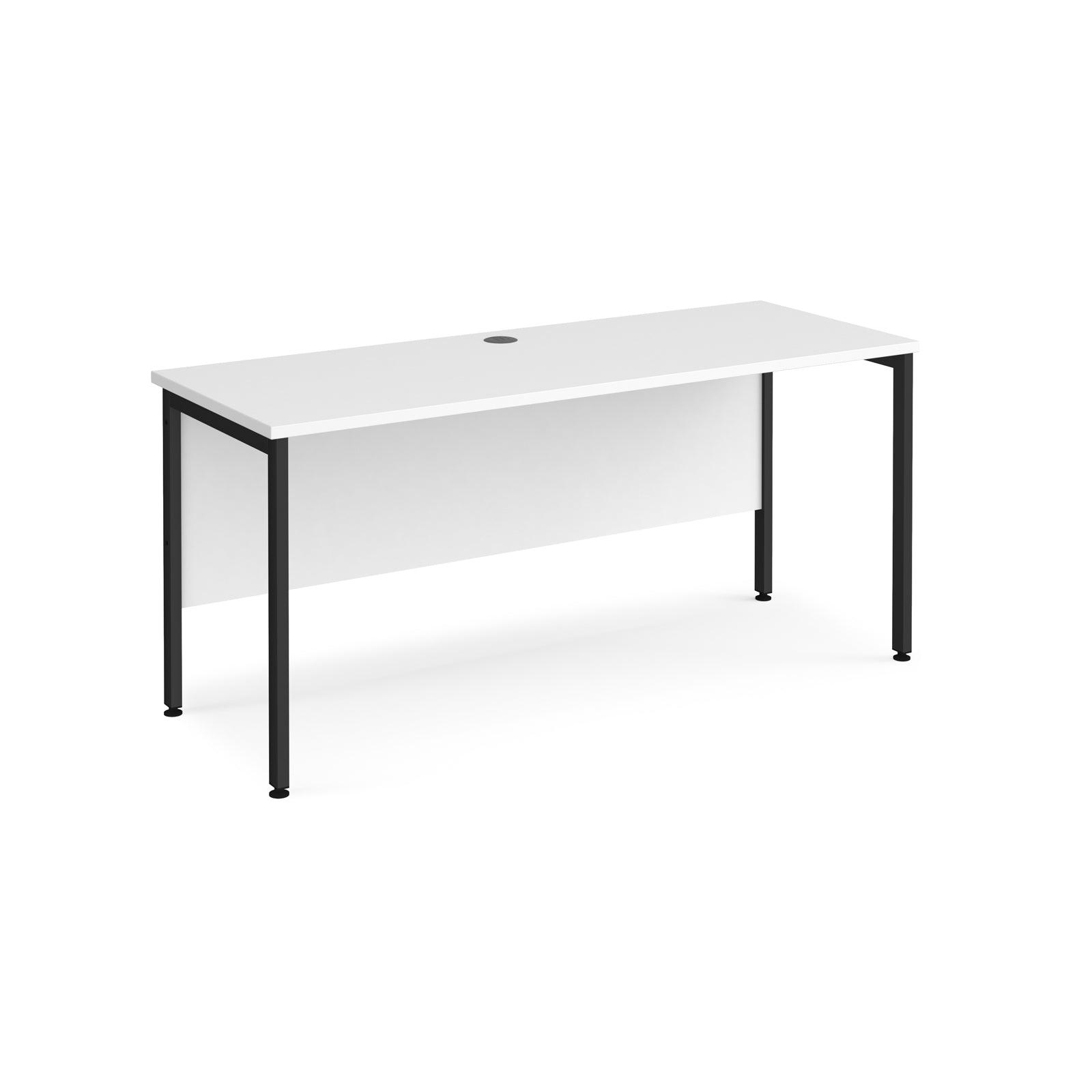 a white desk with black legs on a white background