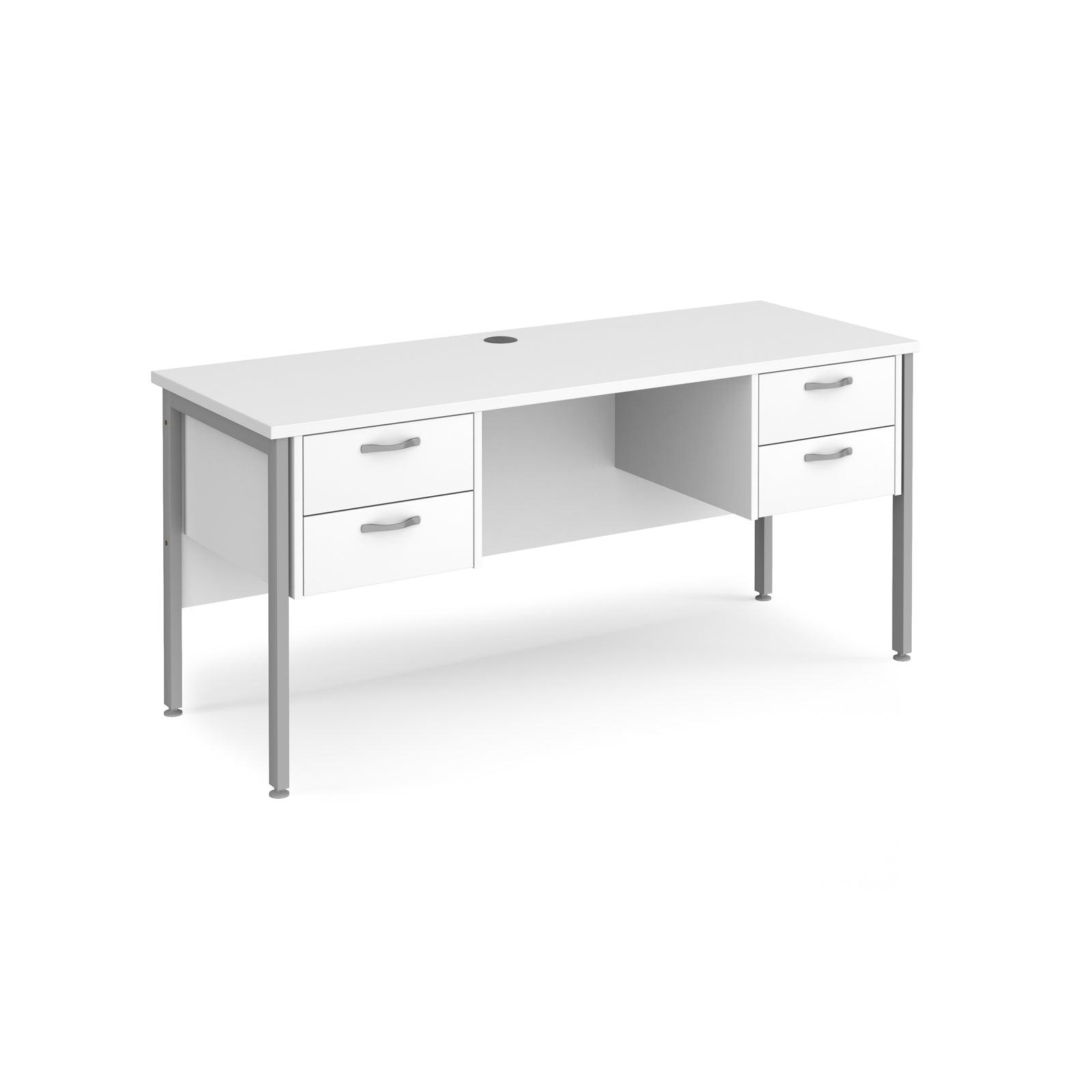 a white desk with two drawers on top of it