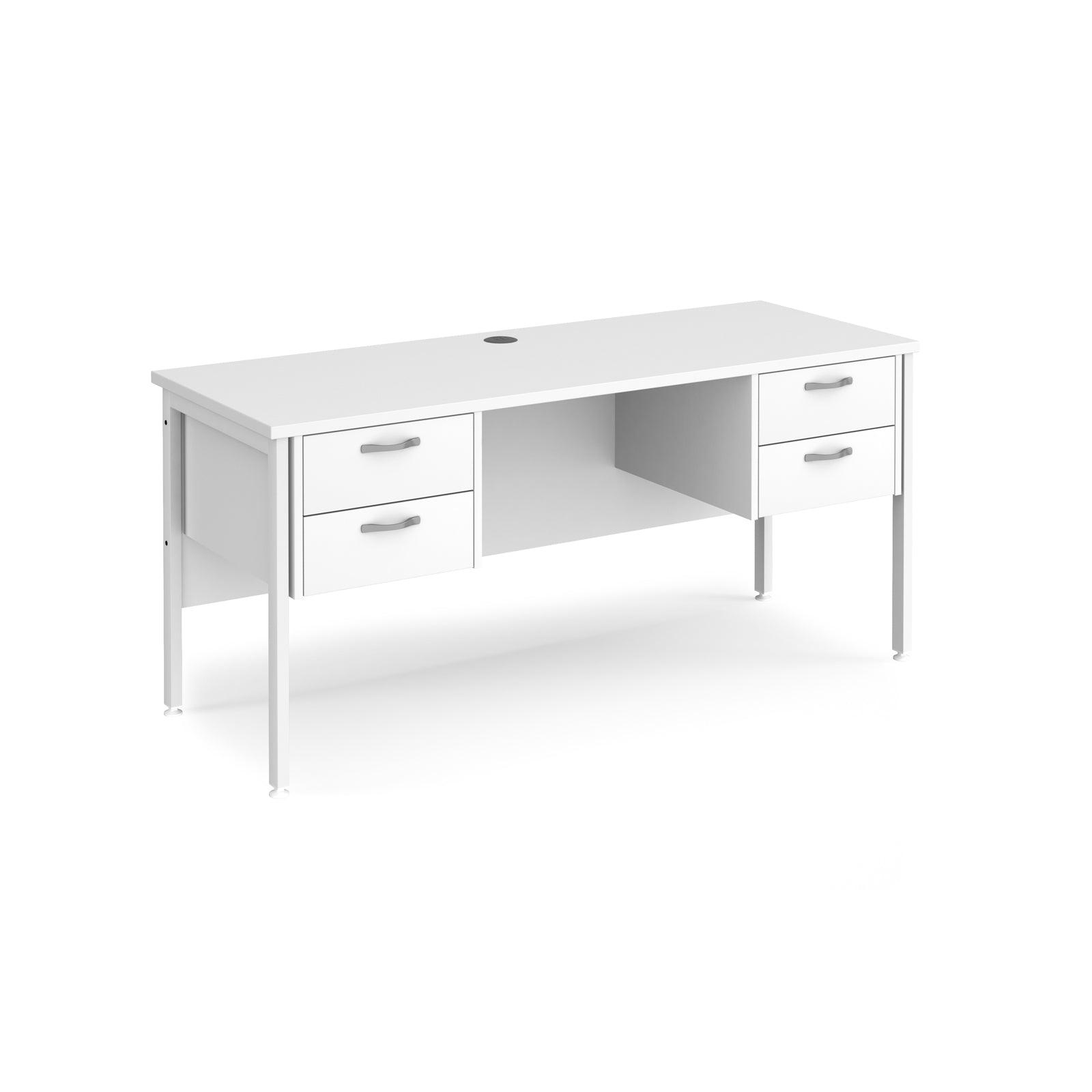 a white desk with two drawers on top of it