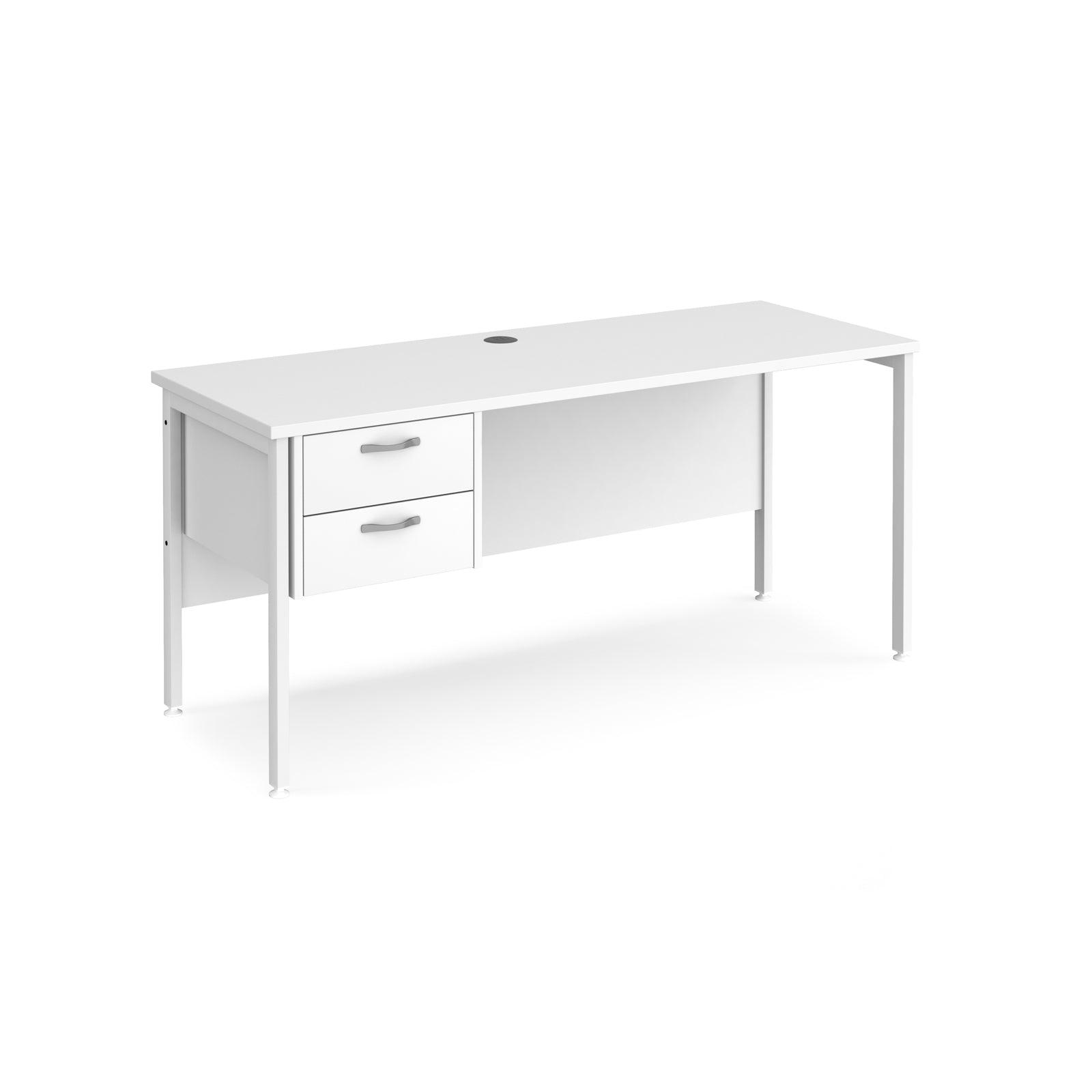 a white desk with a drawer underneath it