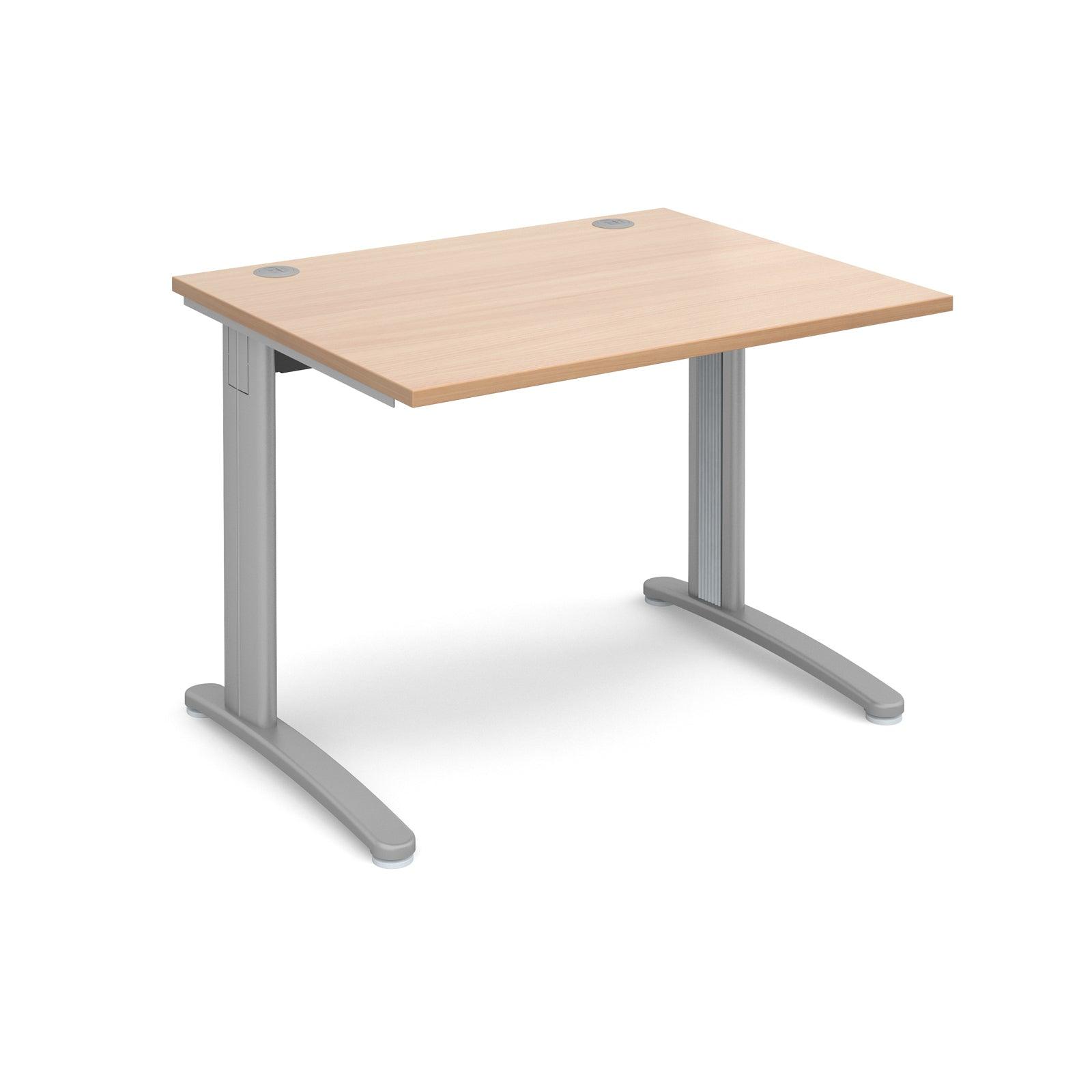 a desk with a wooden top and metal legs