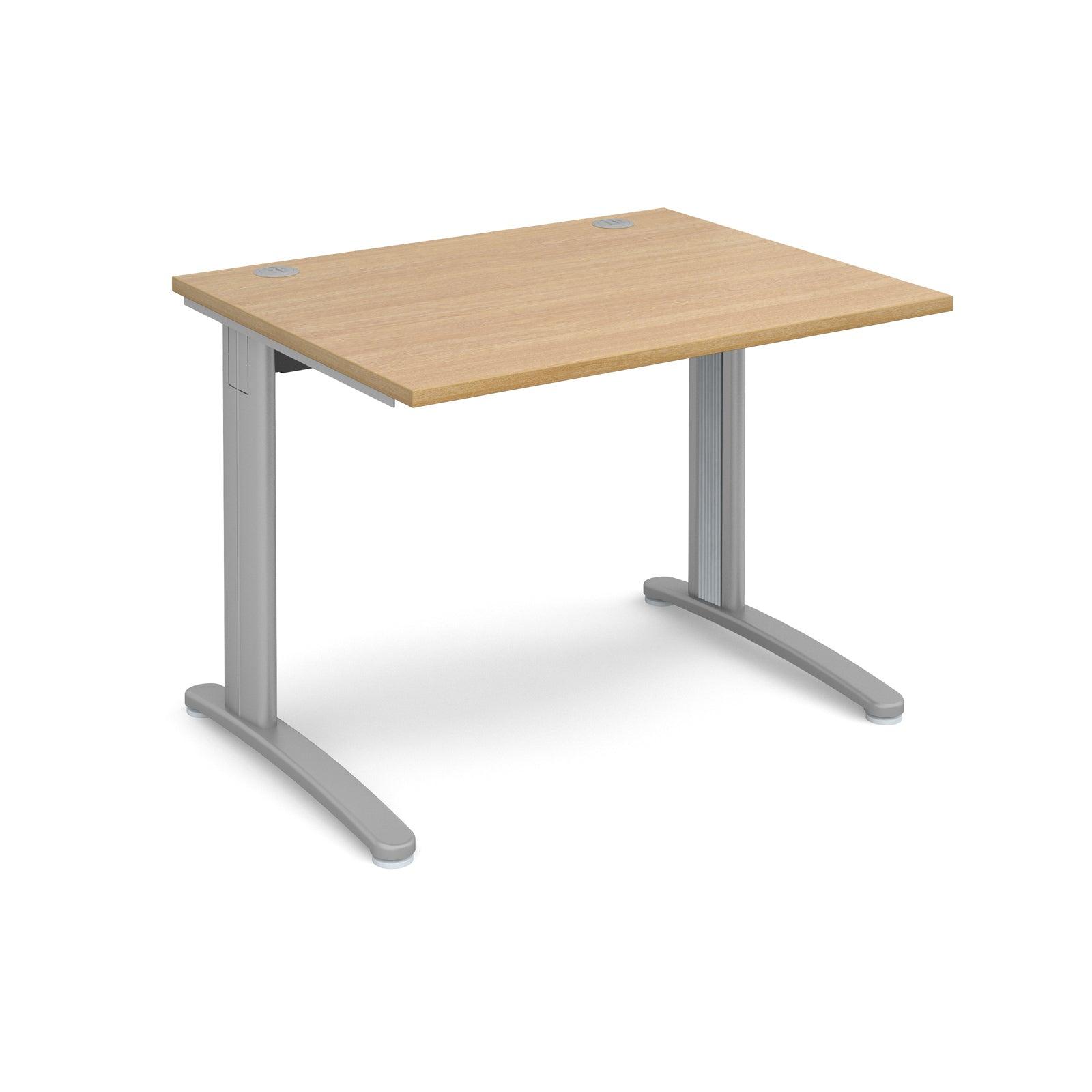 a desk with a wooden top and metal legs