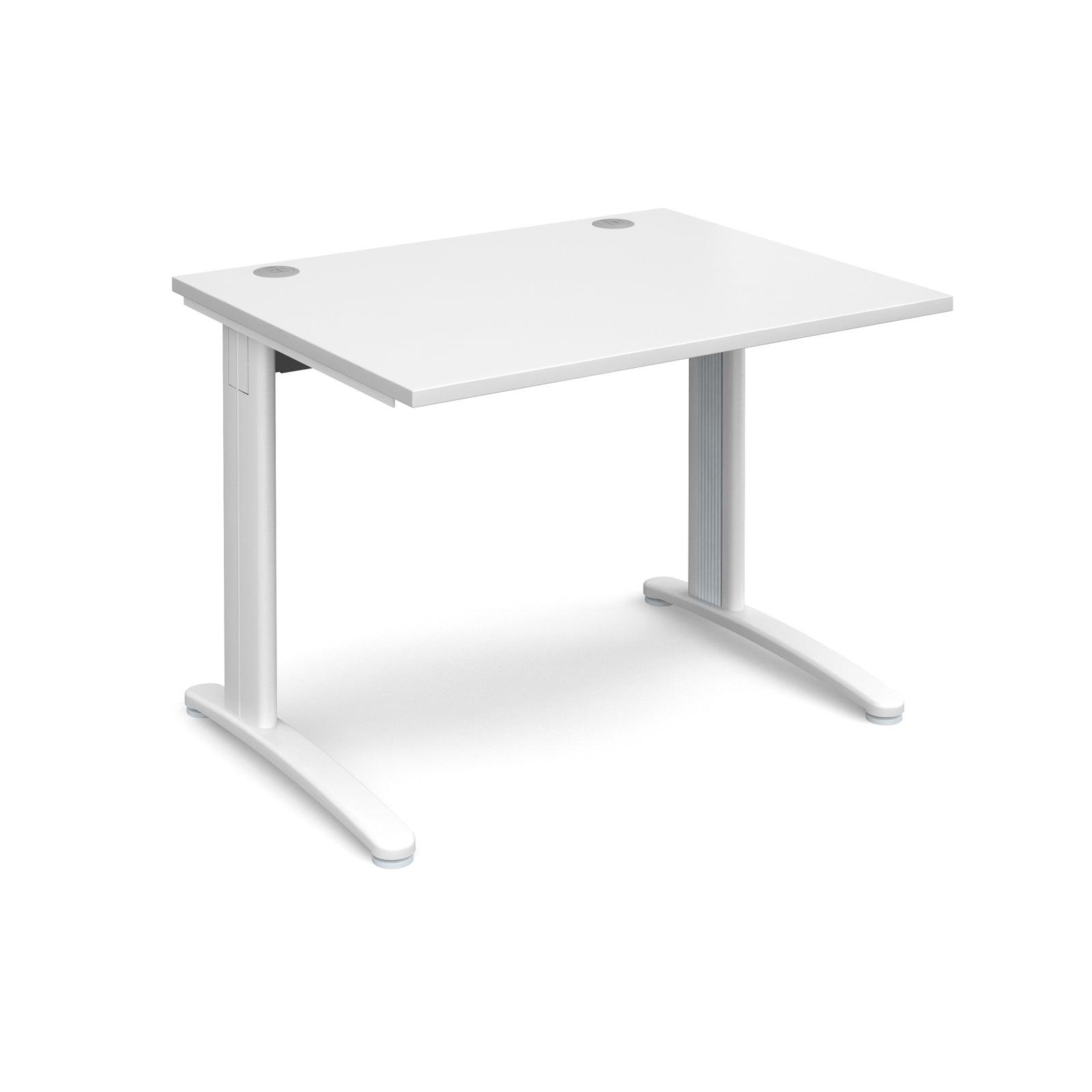 a desk with a white top and a white base