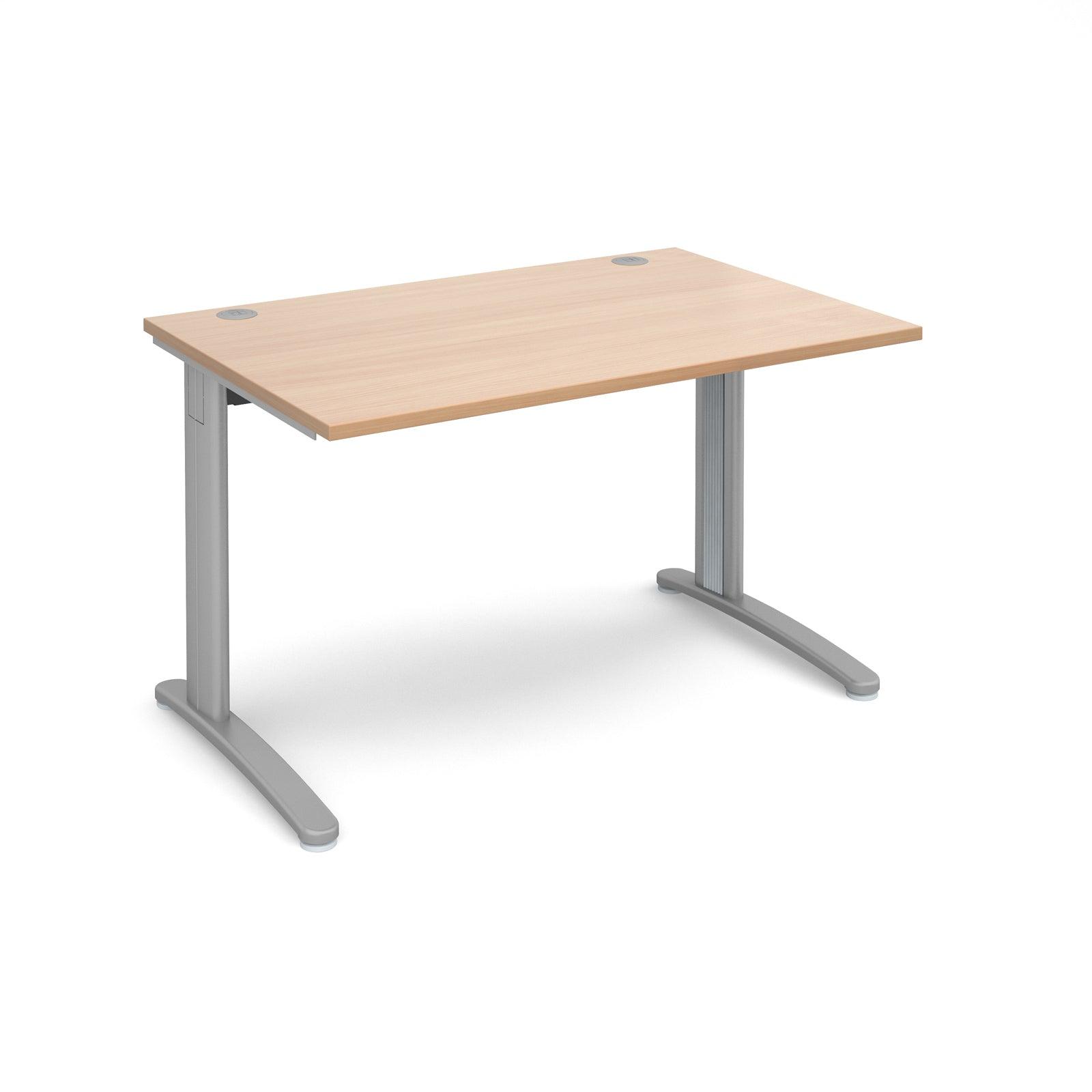 a desk with a wooden top and metal legs