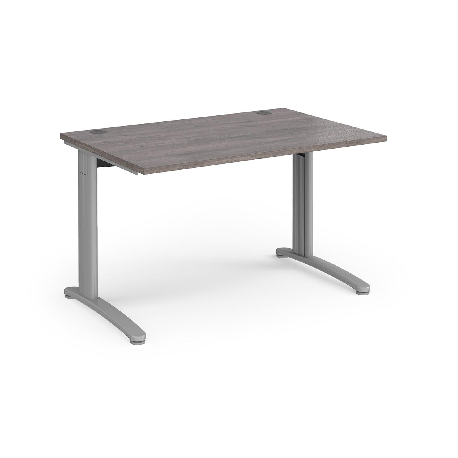 a desk with a wooden top and metal legs