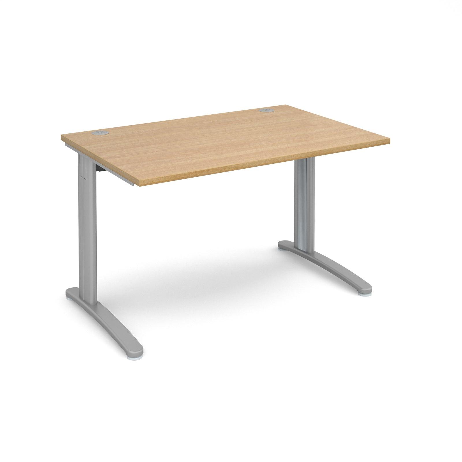 a desk with a wooden top and metal legs