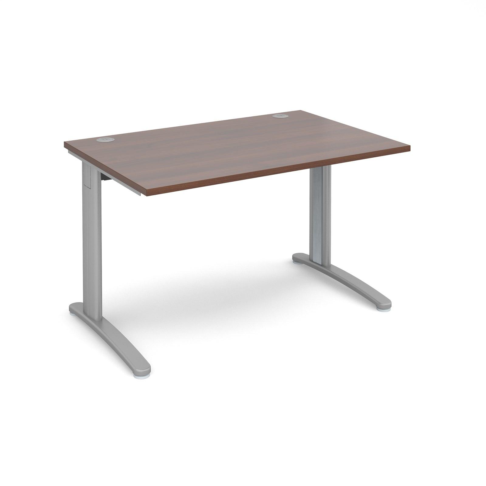 a desk with a wooden top and metal legs