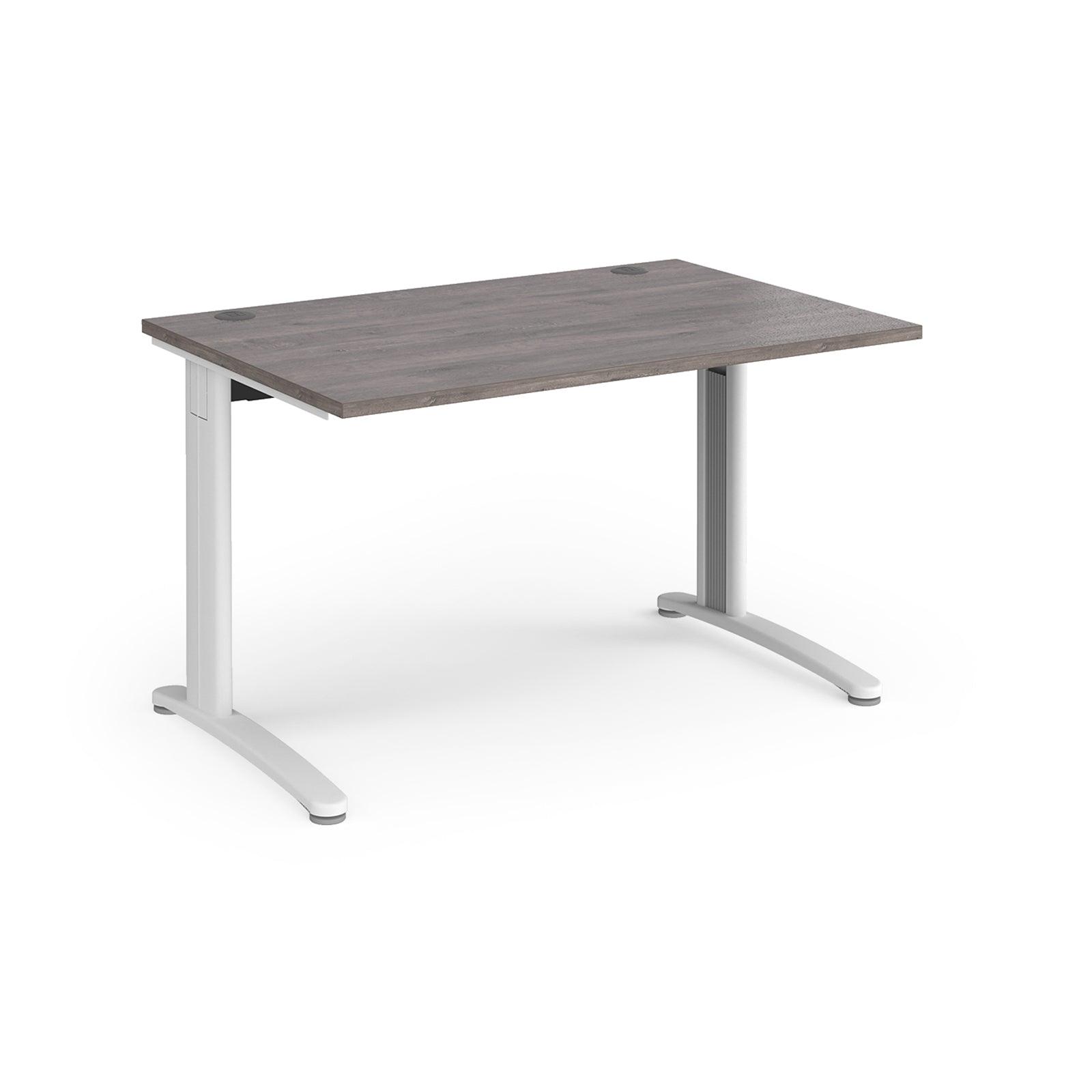 a desk with a wooden top and metal legs