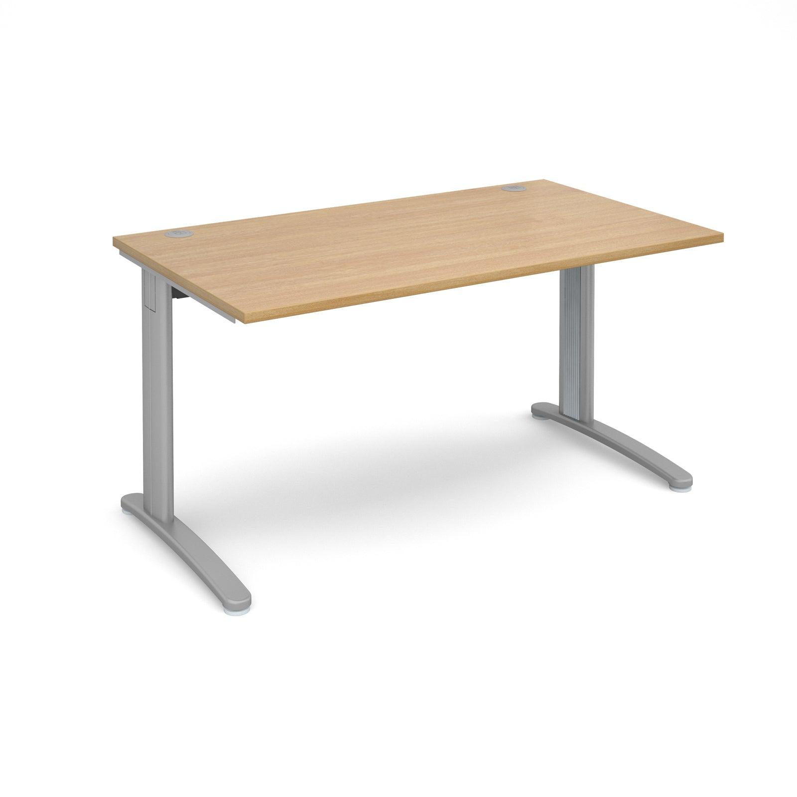 a desk with a wooden top and metal legs