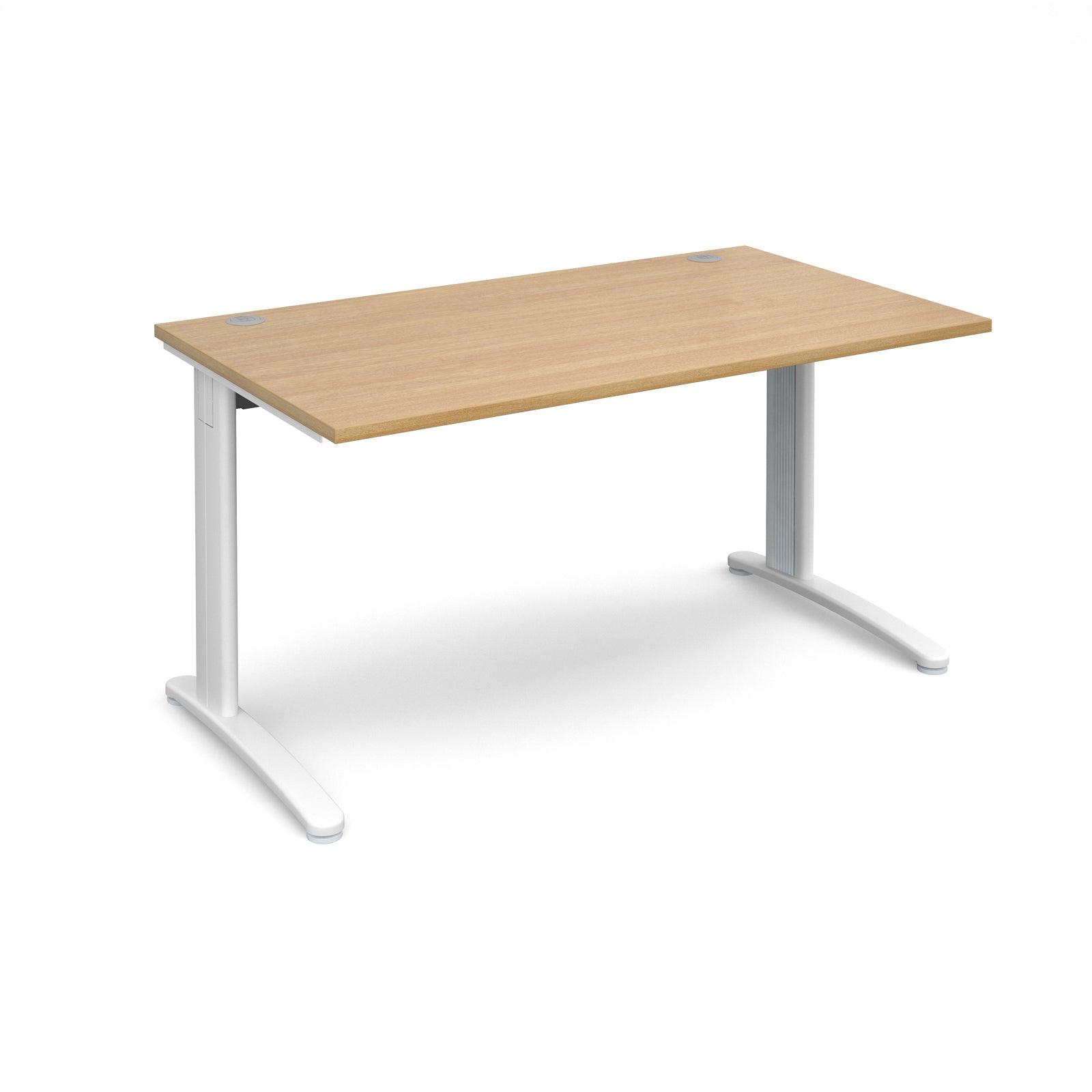 a desk with a wooden top and white legs