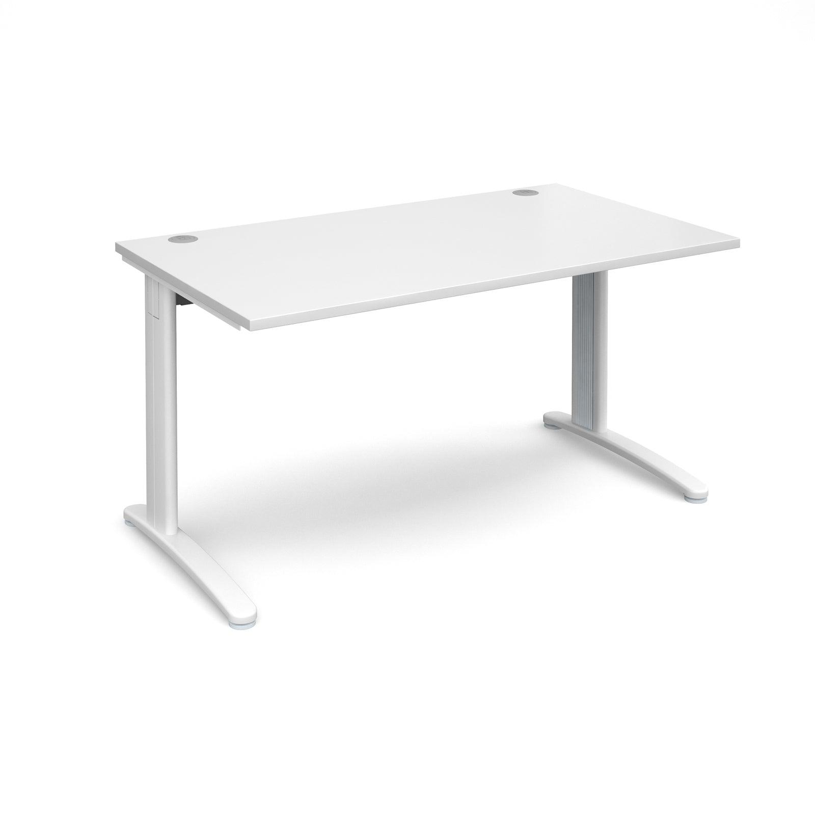 a desk with a white top and a white base