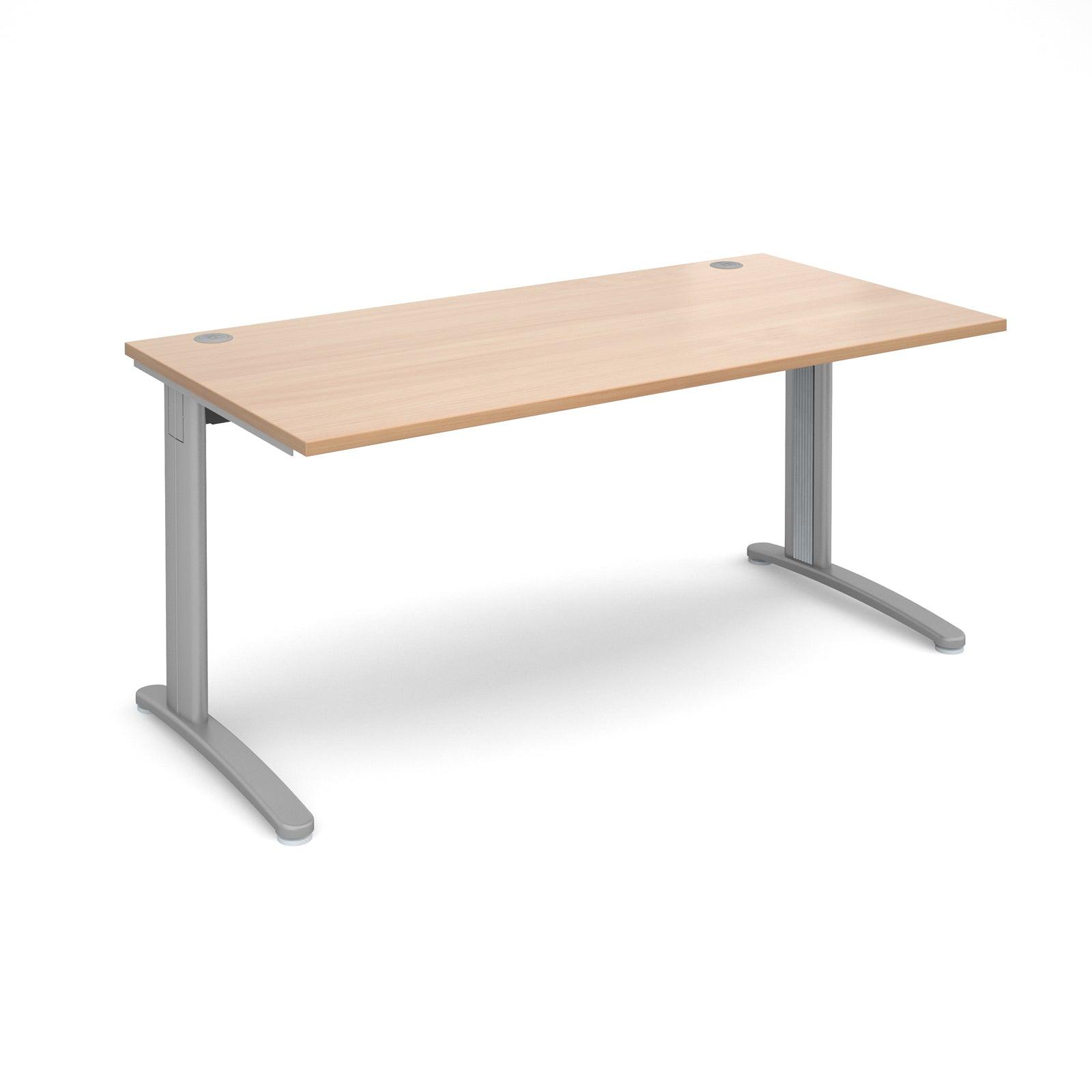 a desk with a wooden top and metal legs