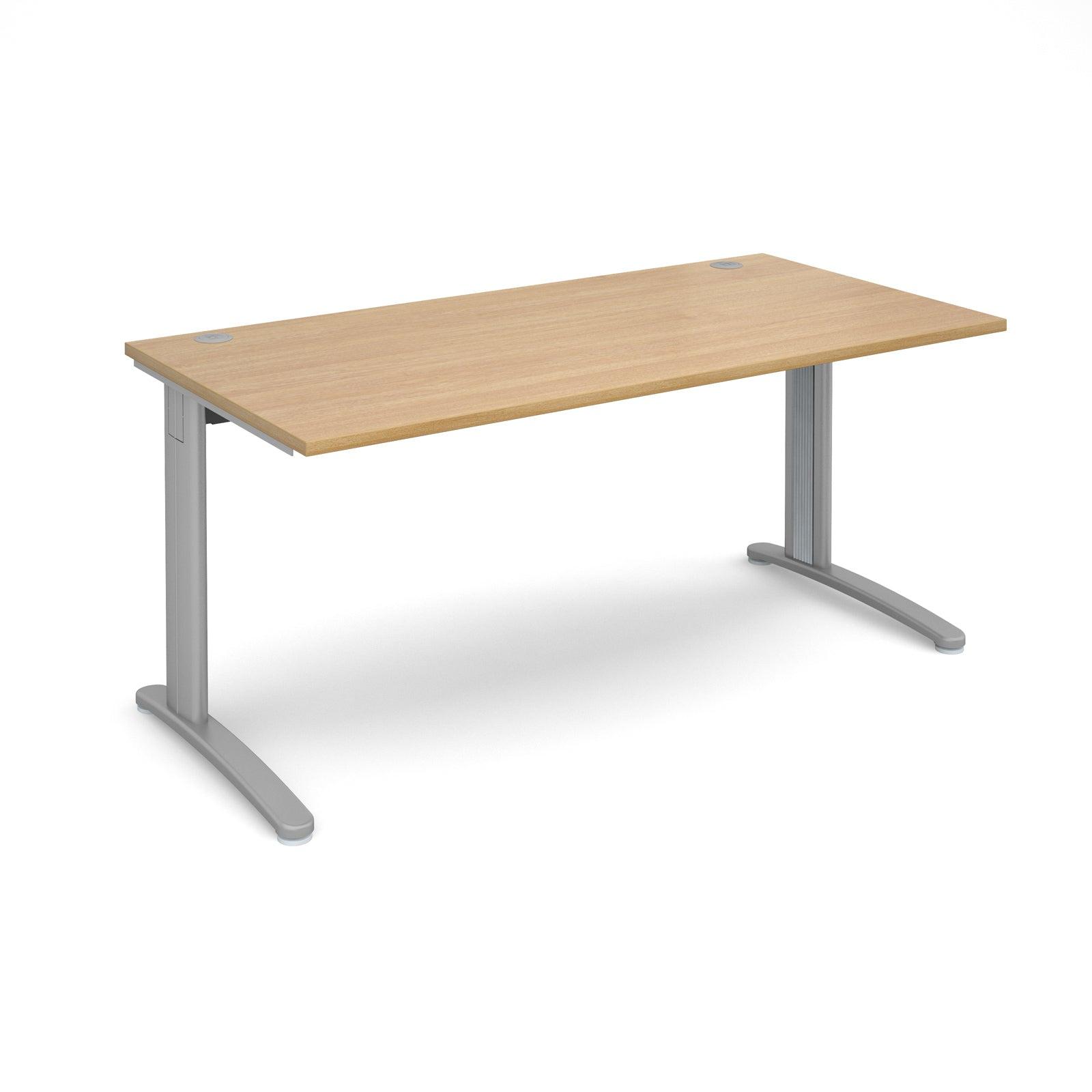 a desk with a wooden top and metal legs