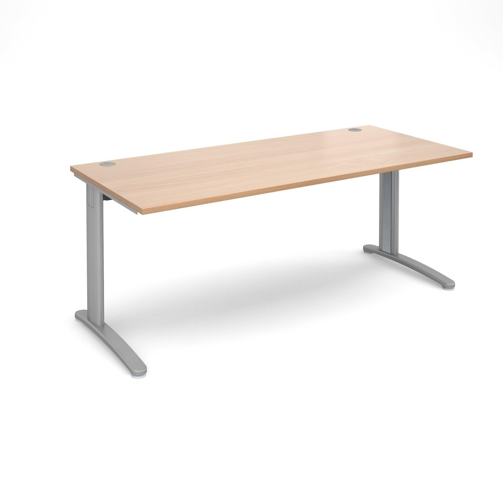 a desk with a wooden top and metal legs