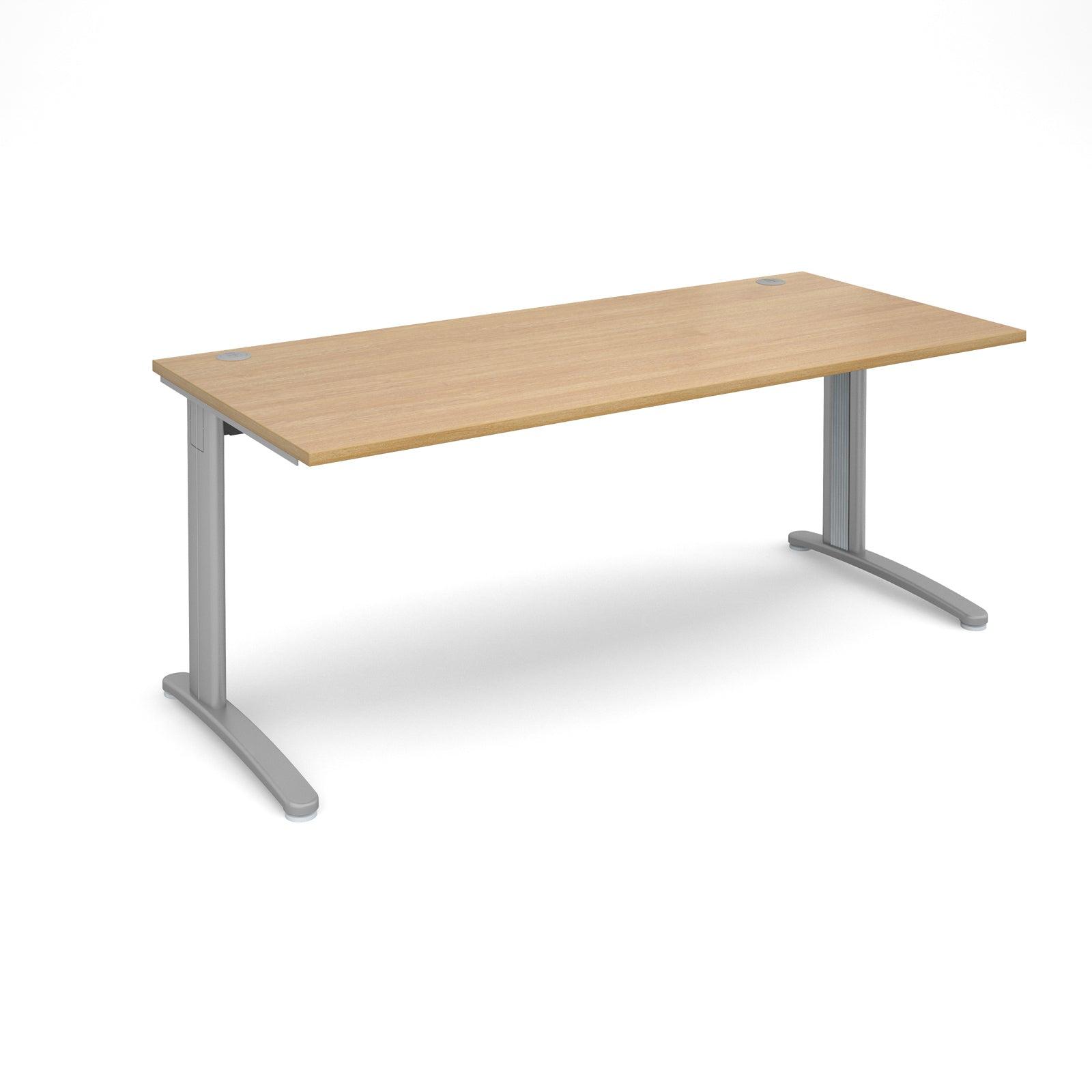 a desk with a wooden top and metal legs