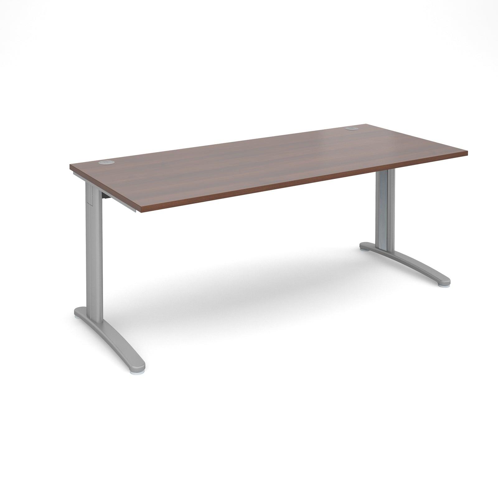 a desk with a wooden top and metal legs