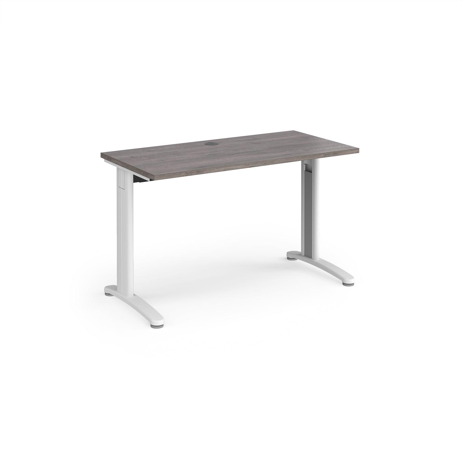 a desk with a wooden top and metal legs