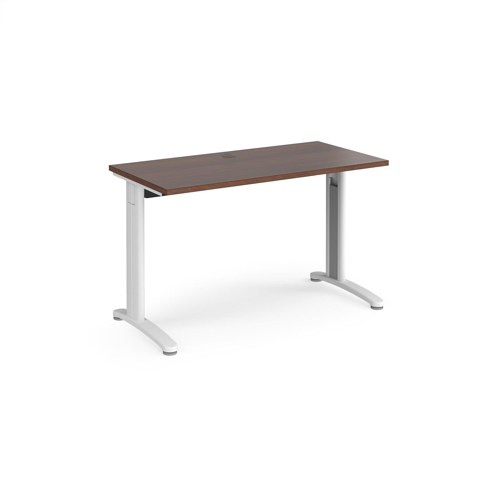 a desk with a wooden top and metal legs