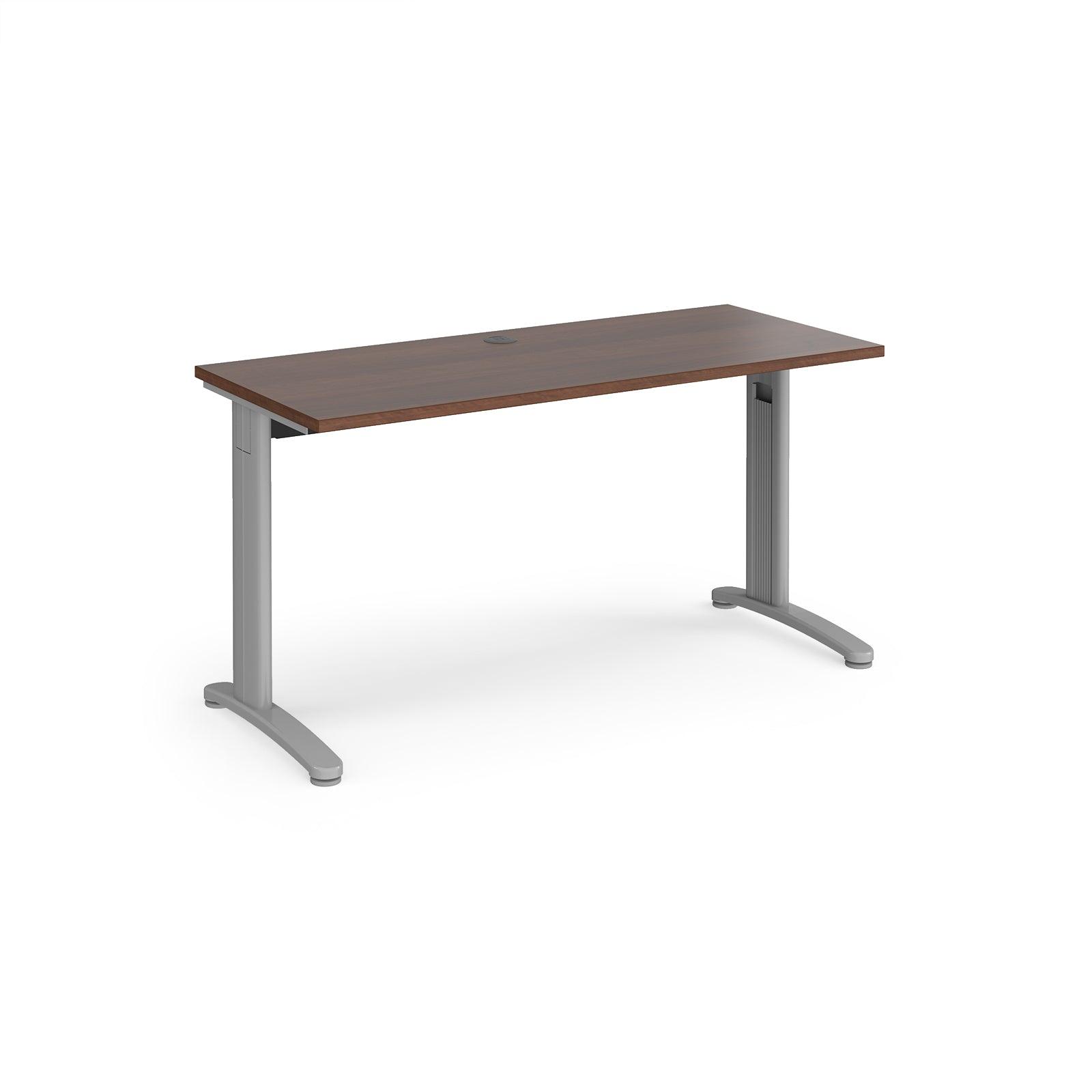 a desk with a wooden top and metal legs