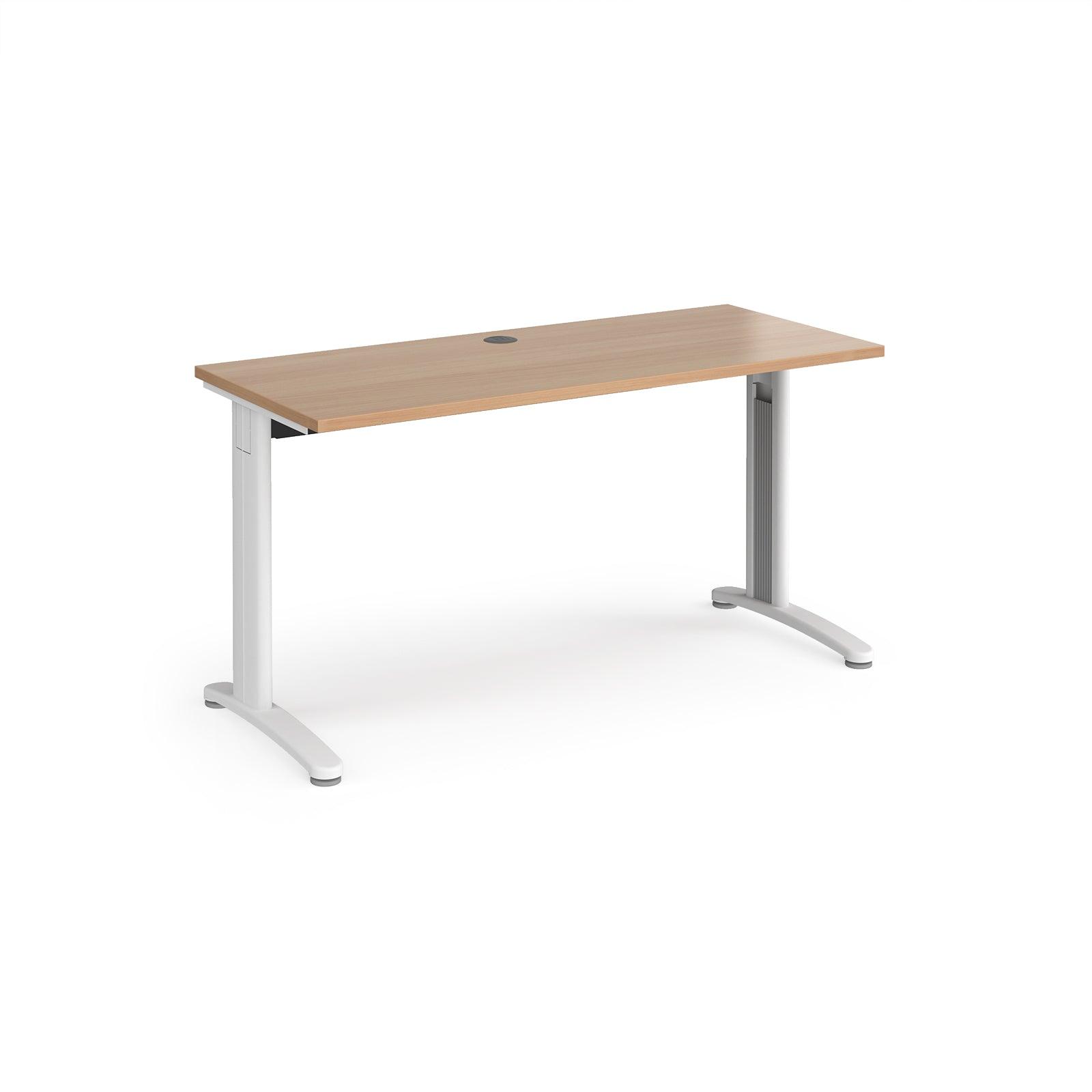 a desk with a wooden top and metal legs