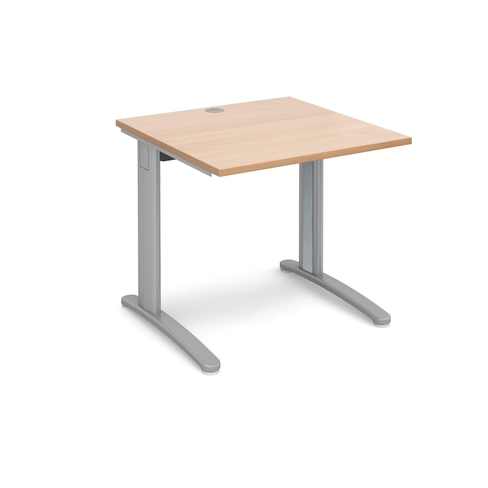 a desk with a wooden top and metal legs