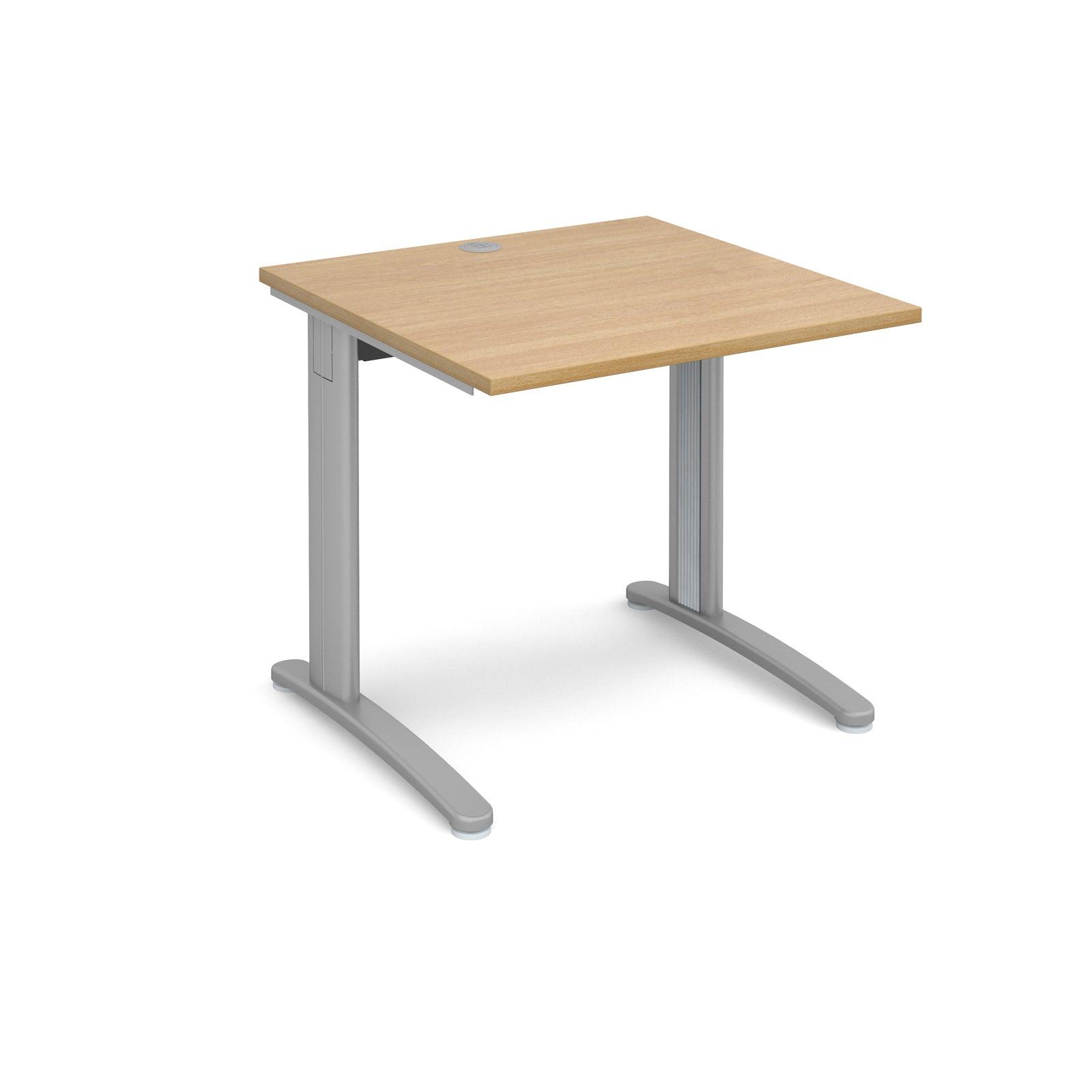 a desk with a wooden top and metal legs