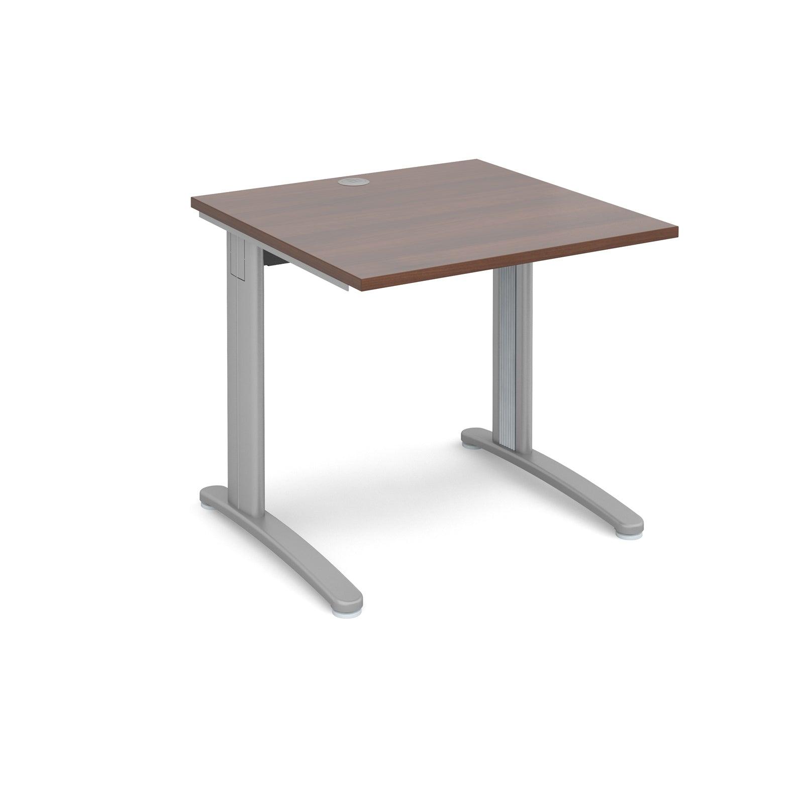 a desk with a wooden top and metal legs