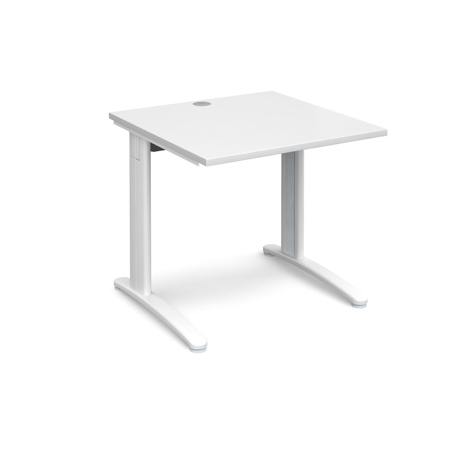 a desk with a white top and a white base