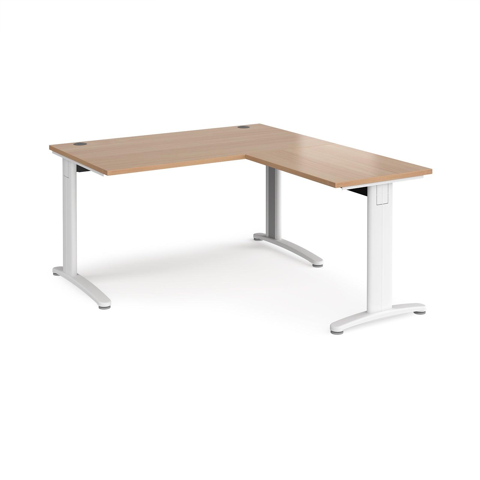 a desk with a wooden top and white legs