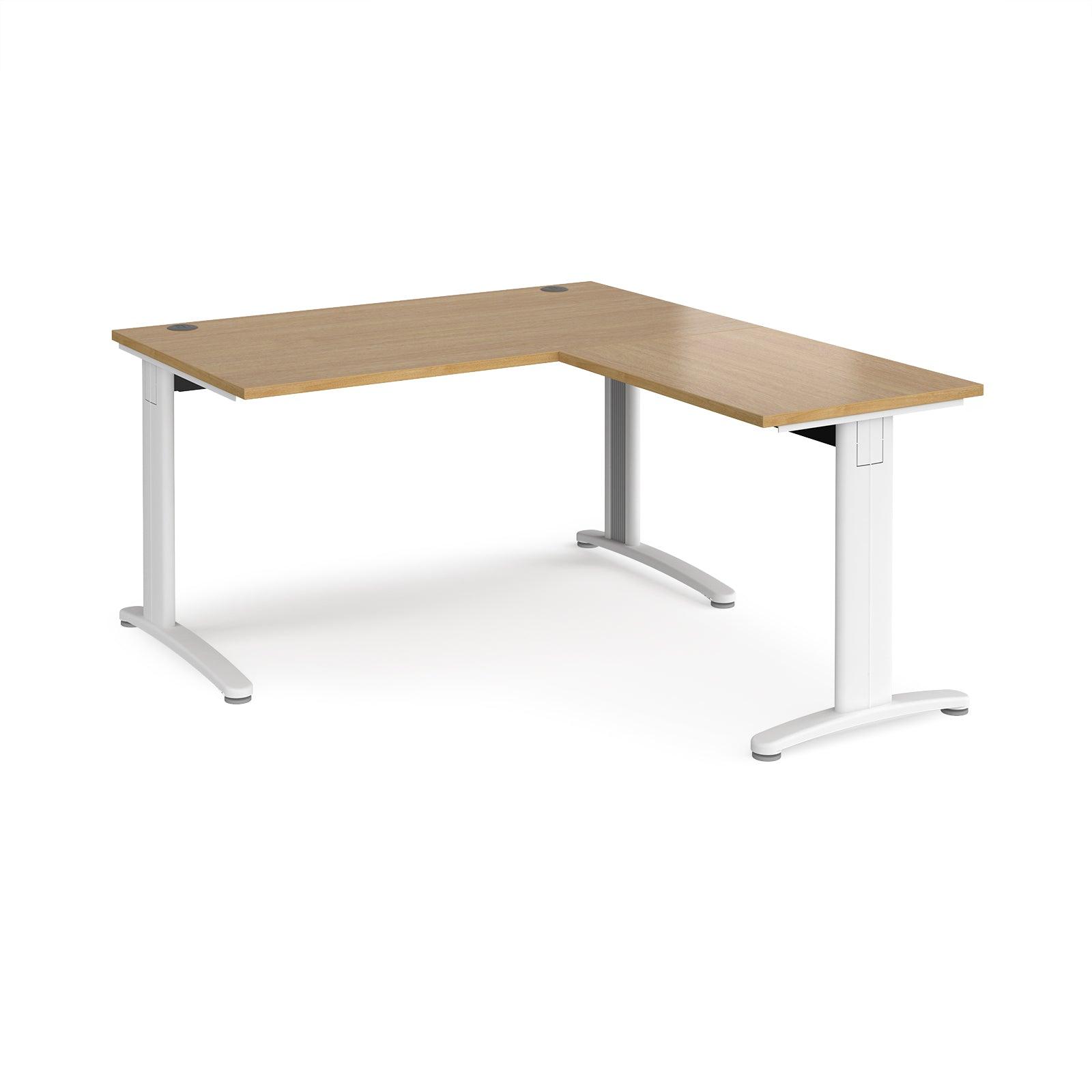 a desk with a wooden top and white legs