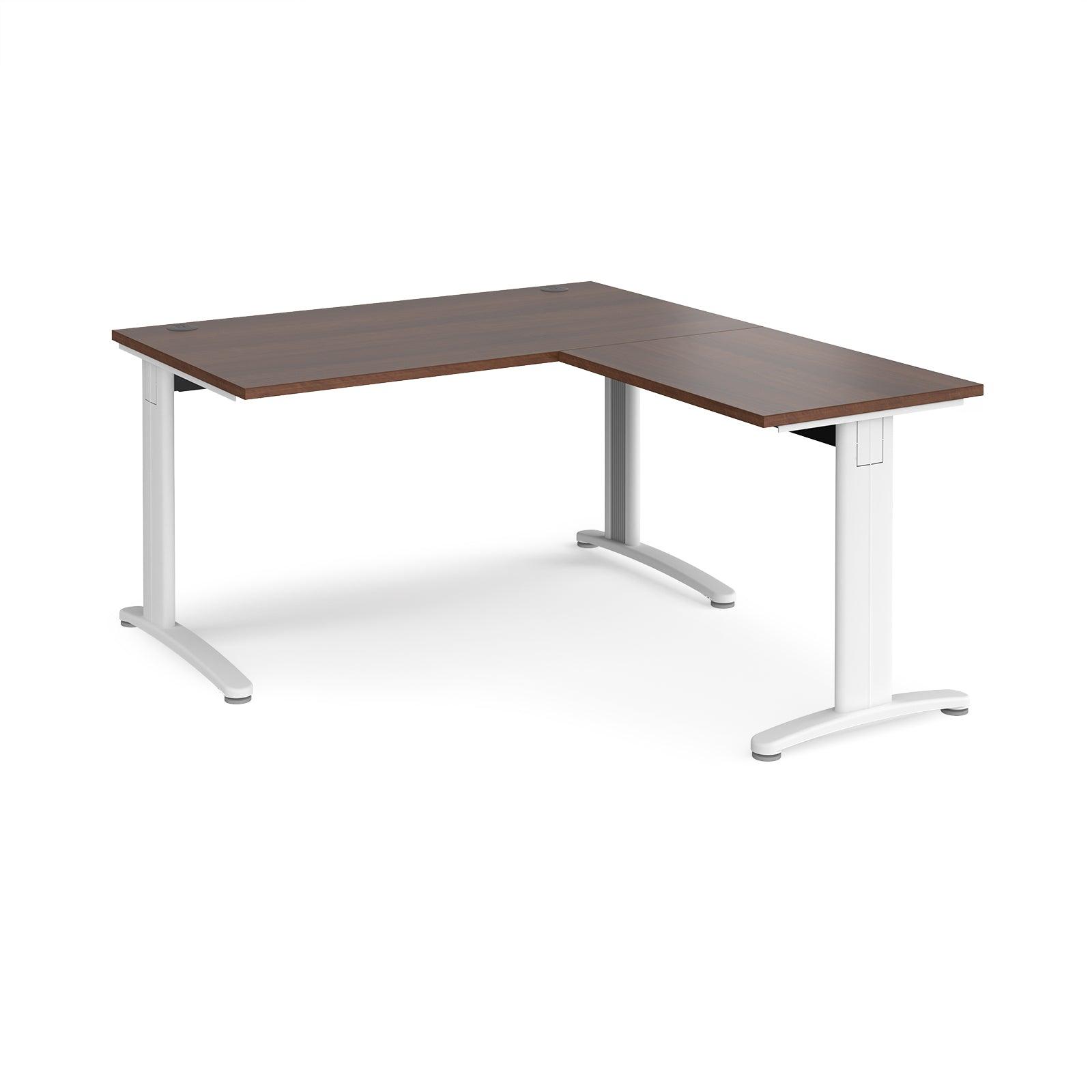 a desk with a wooden top and white legs