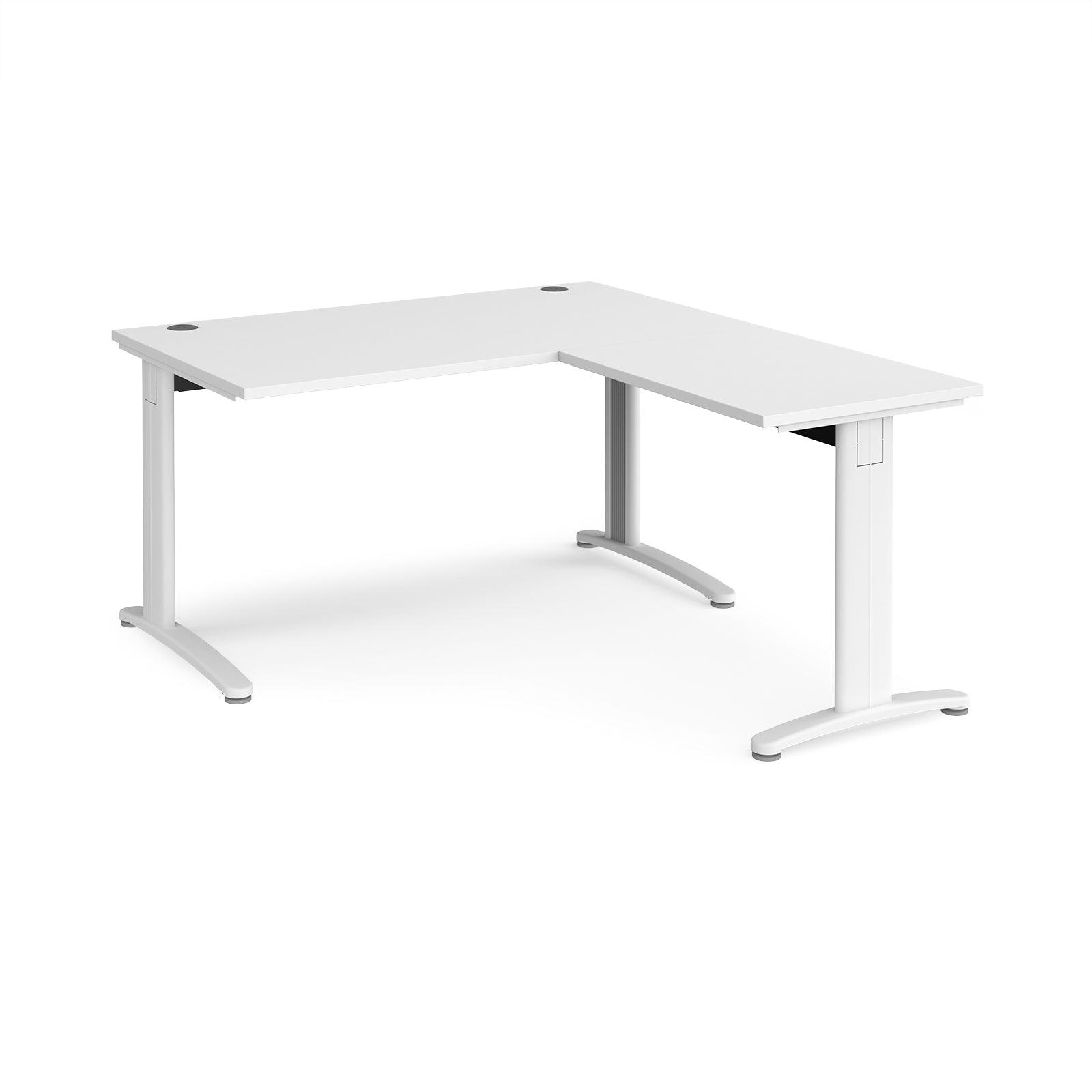 a white computer desk with a white top