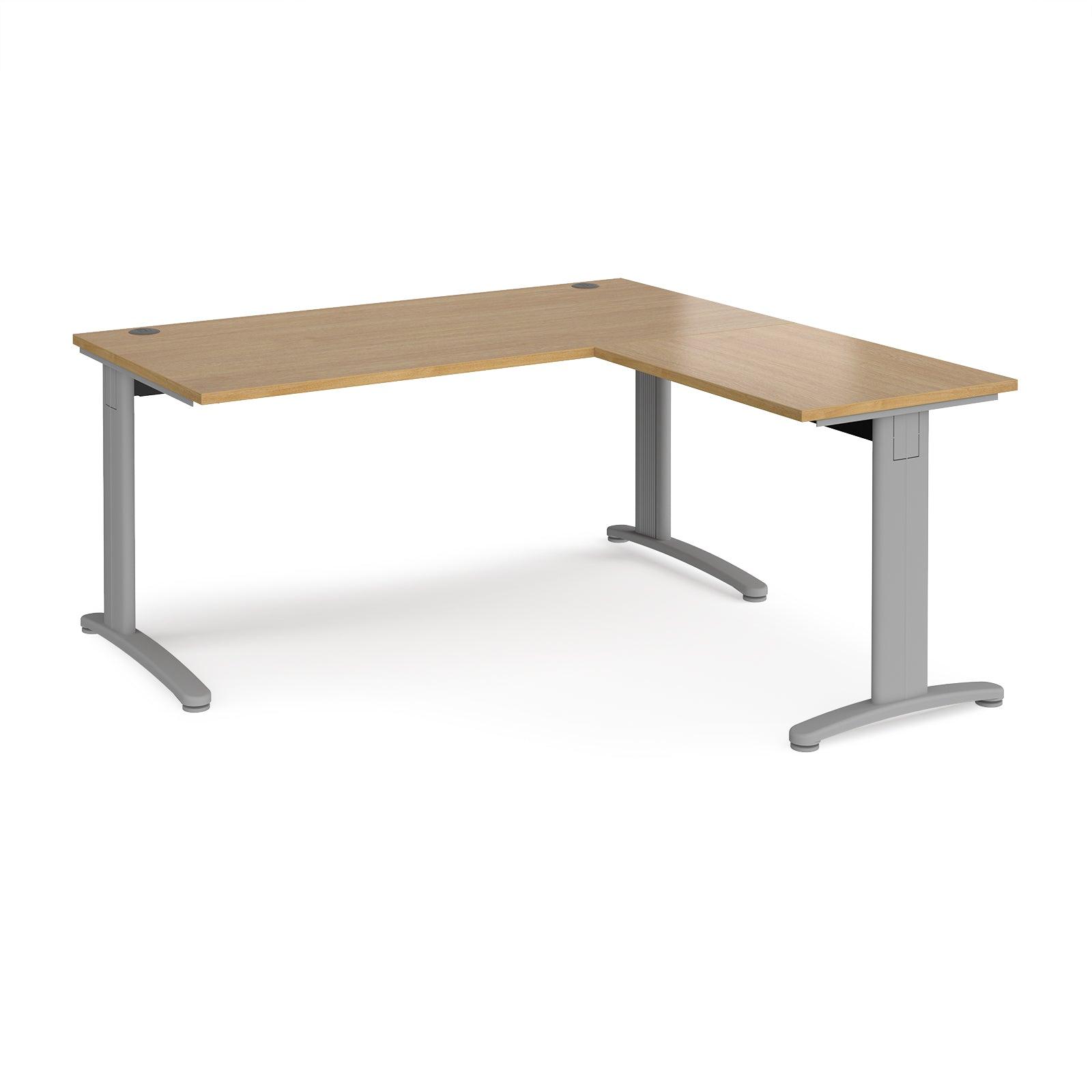 a desk with a wooden top and metal legs